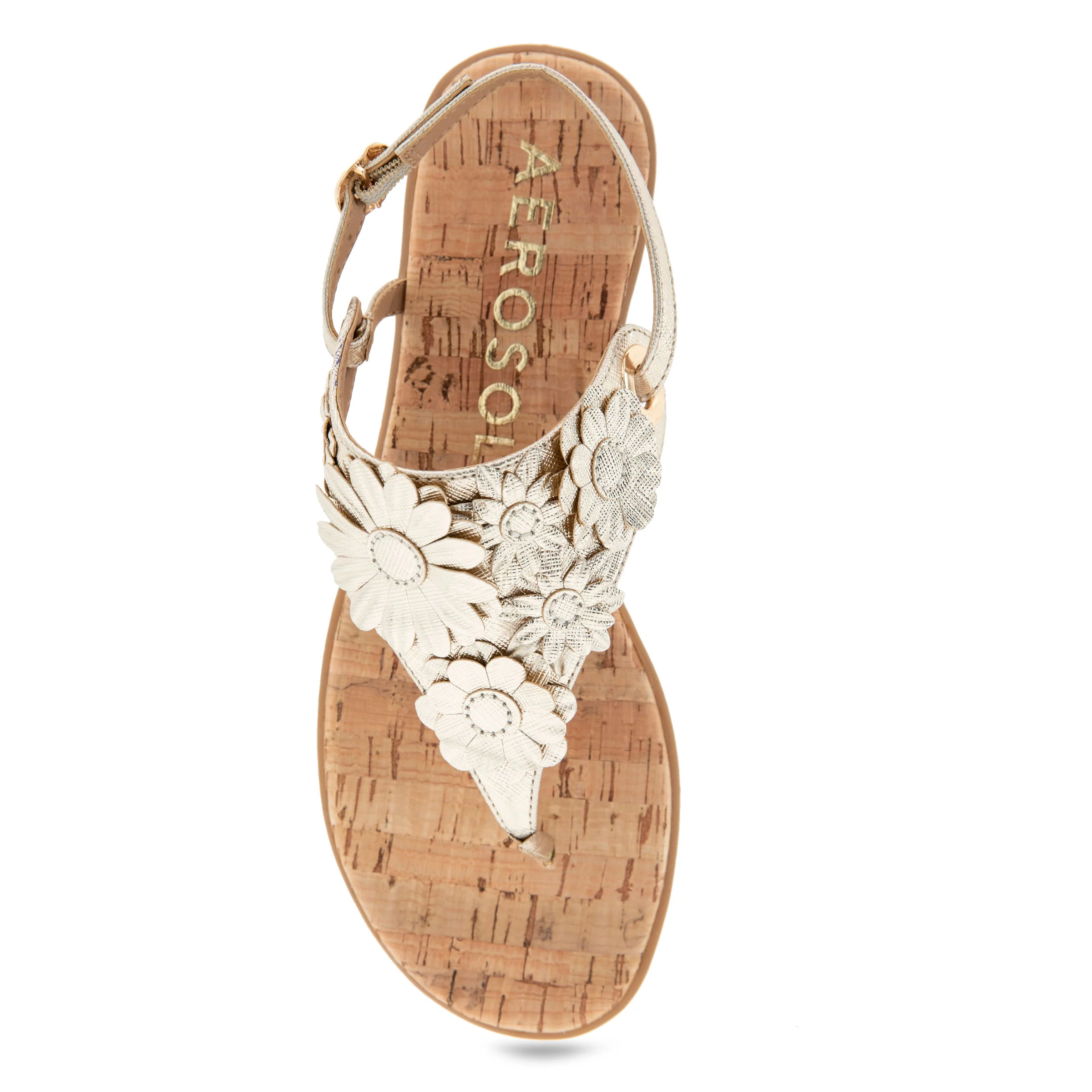 Connie Sandal Flat | Gold Metallic Textured Faux Leather - Image 3