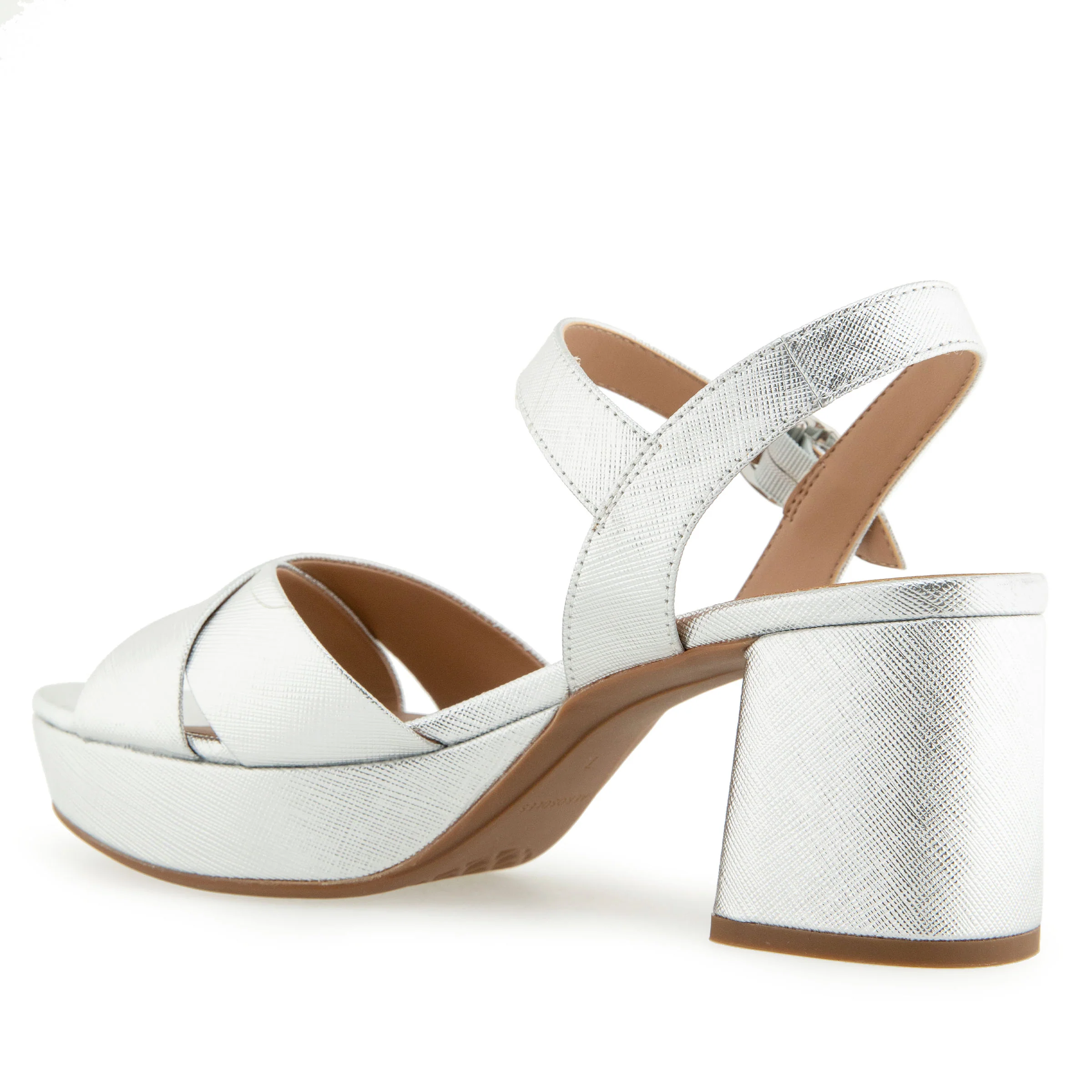Cosmos Sandal Platform | Silver Metallic Textured Faux Leather - Image 2