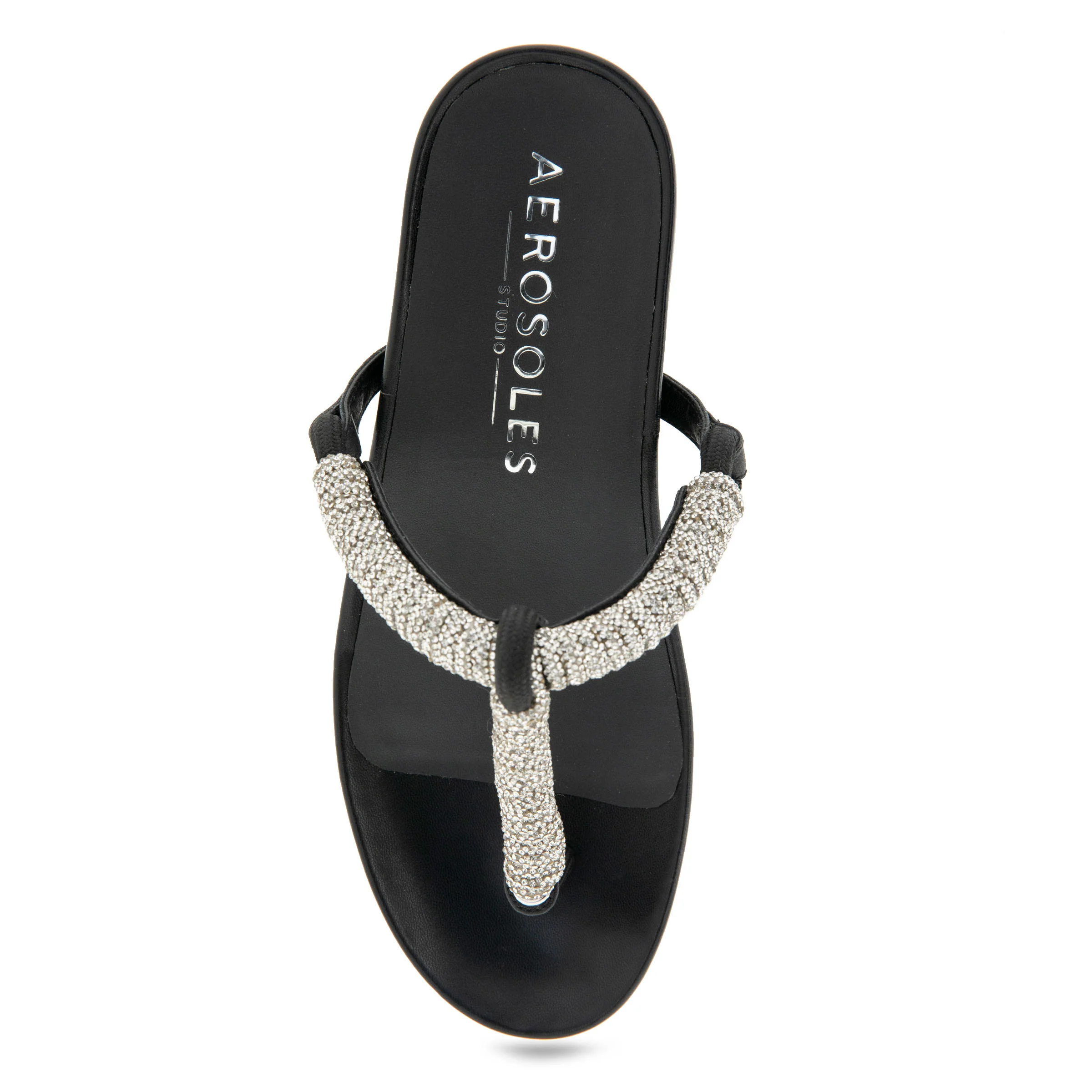 Crystal Sandal Dress Kitten Heel | Crystal/Black Rope - Image 3