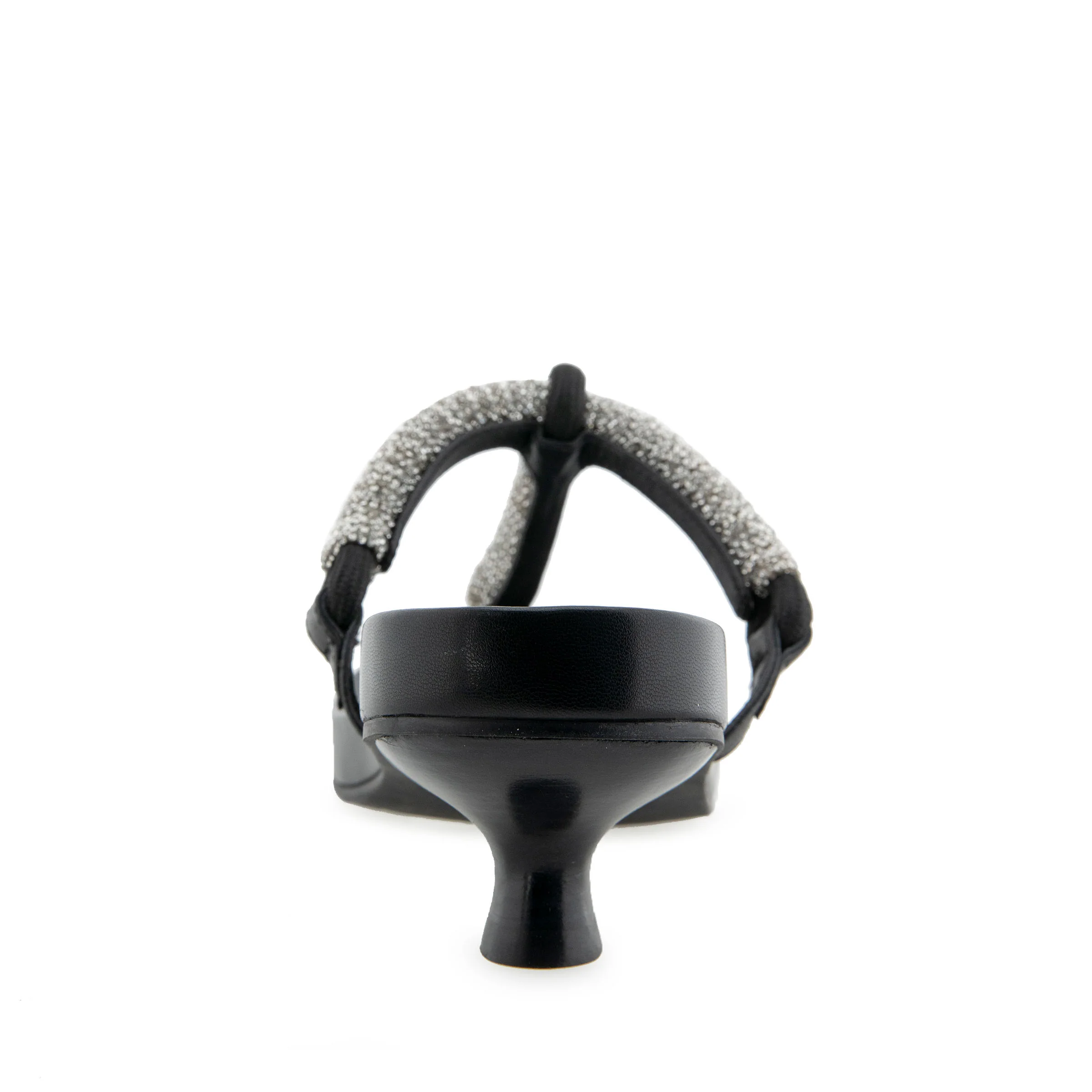 Crystal Sandal Dress Kitten Heel | Crystal/Black Rope - Image 4