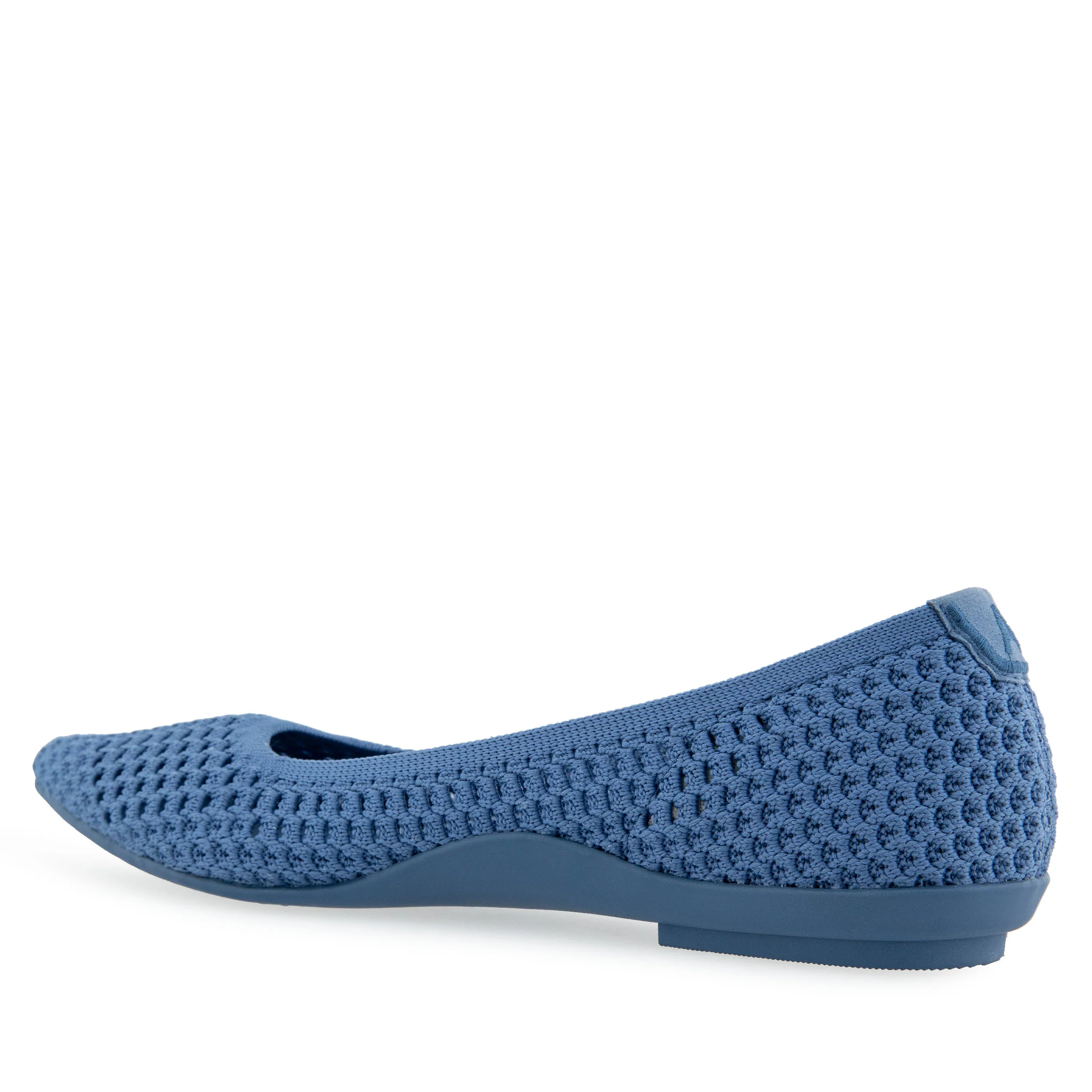 Danielle Dress Flat | Blue Jean Textured Knit Fabric - Image 2