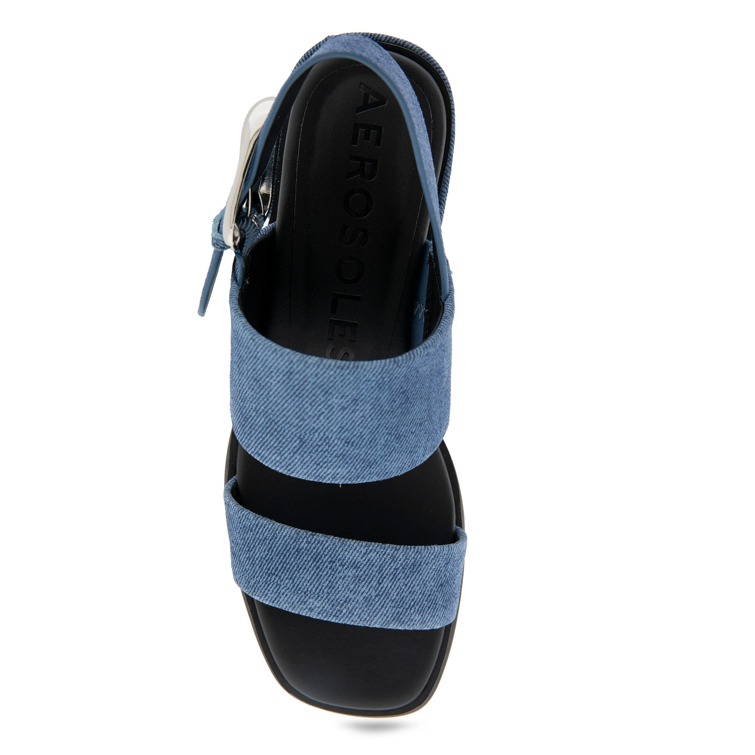 Dantay Sandal Block Heel | Blue Jean Denim Suede - Image 3