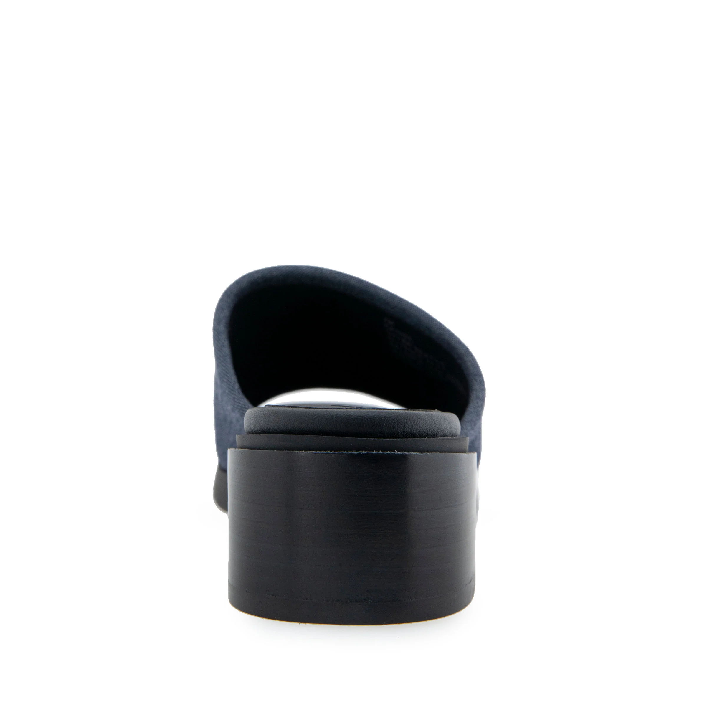 Denise Sandal Block Heel | Dark Blue Stretch Fabric - Image 4