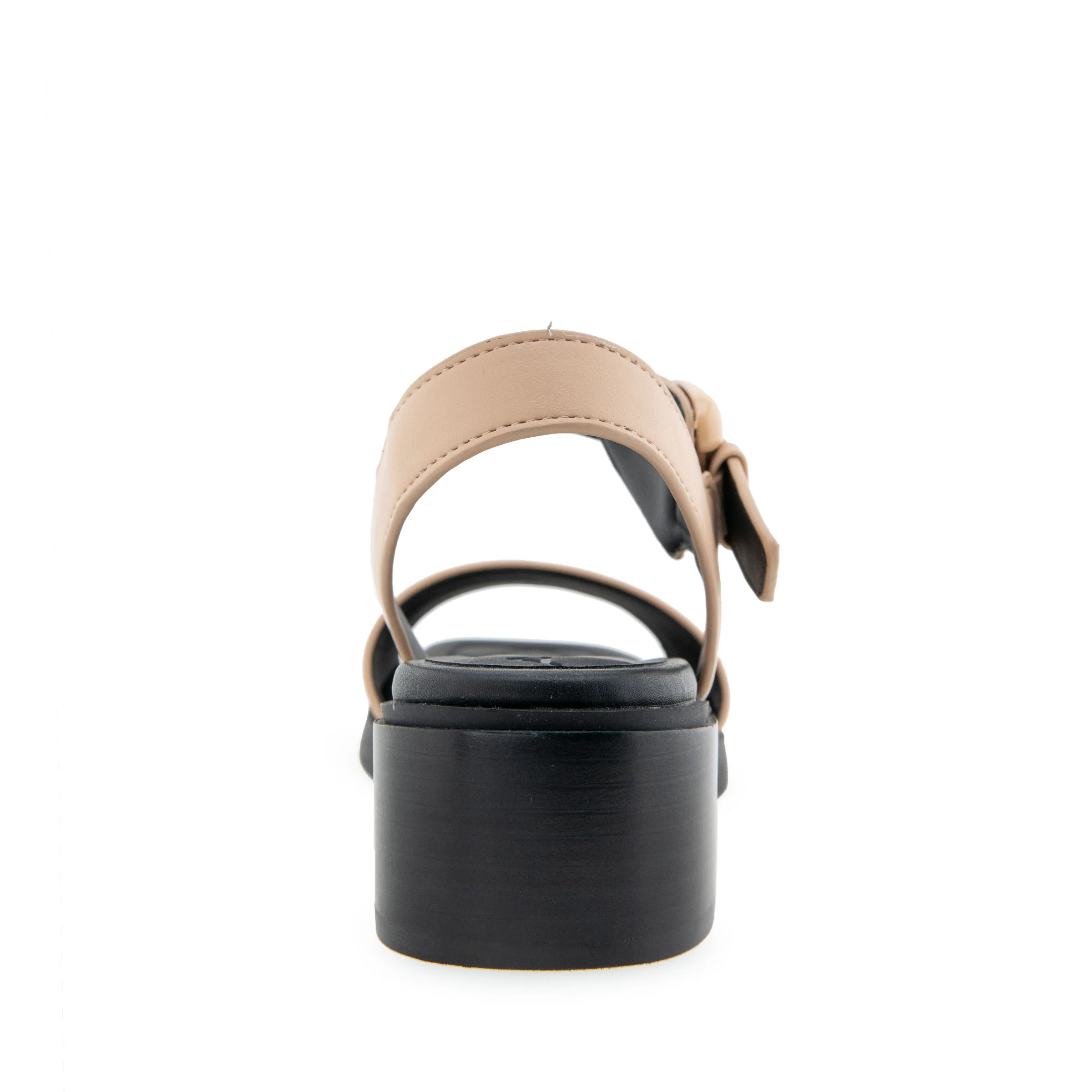 Dorian Sandal Block Heel | Beige Bisque/Black Faux Leather - Image 4