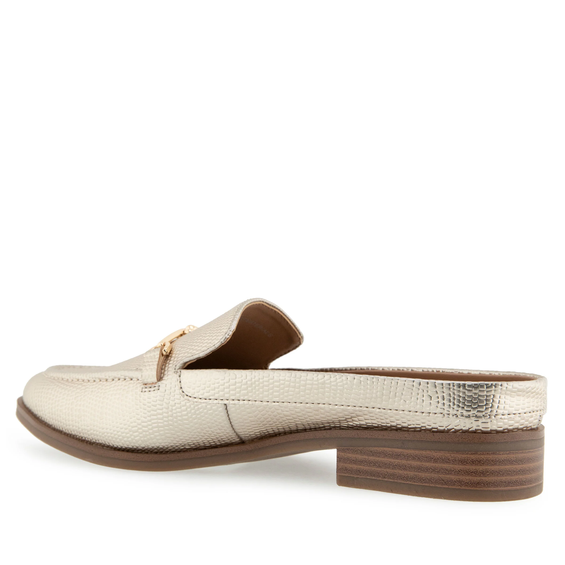 Erik Tailored Mule | Gold Metallic Lizard Embossed Faux Leather - Image 2