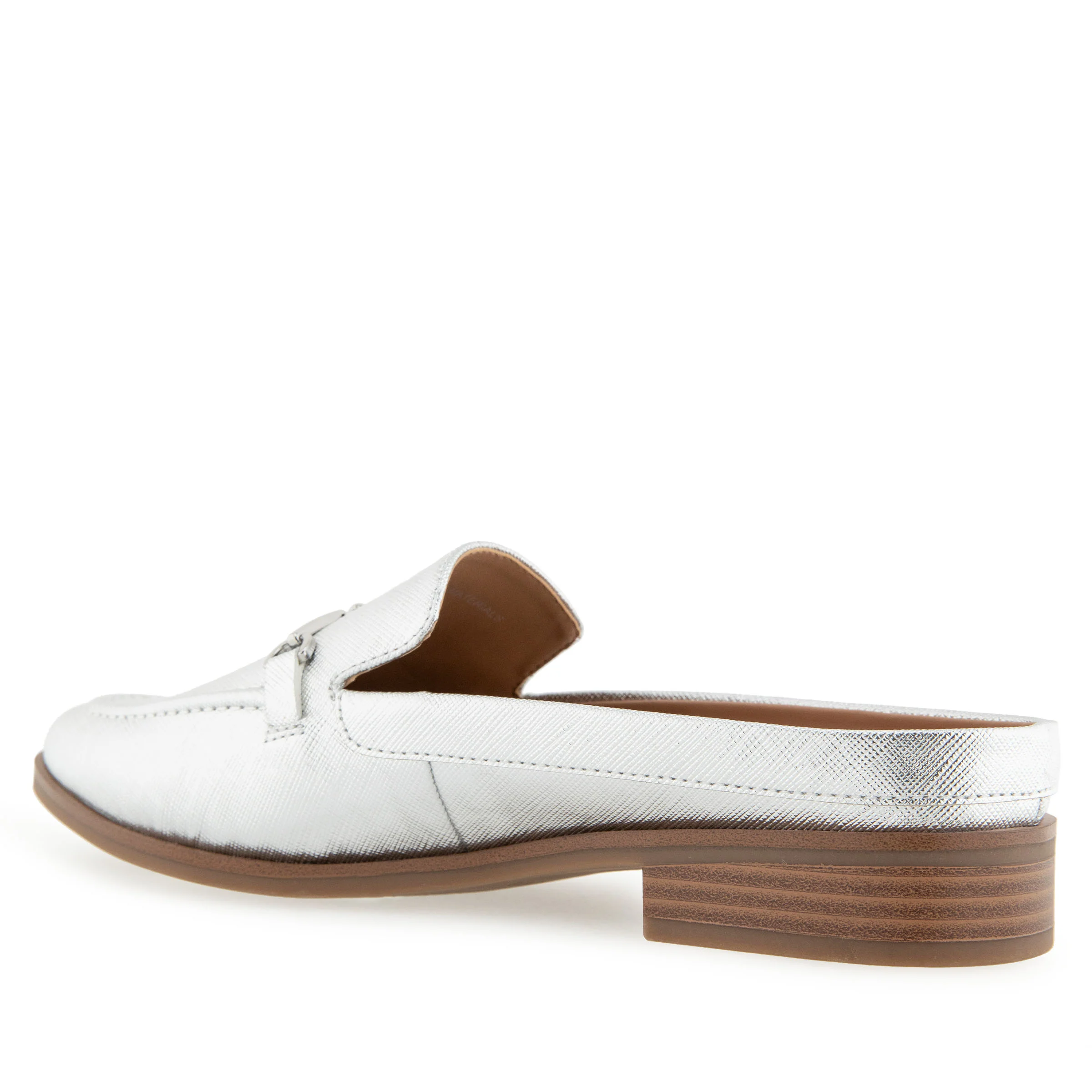 Erik Tailored Mule | Silver Metallic Textured Faux Leather - Image 2