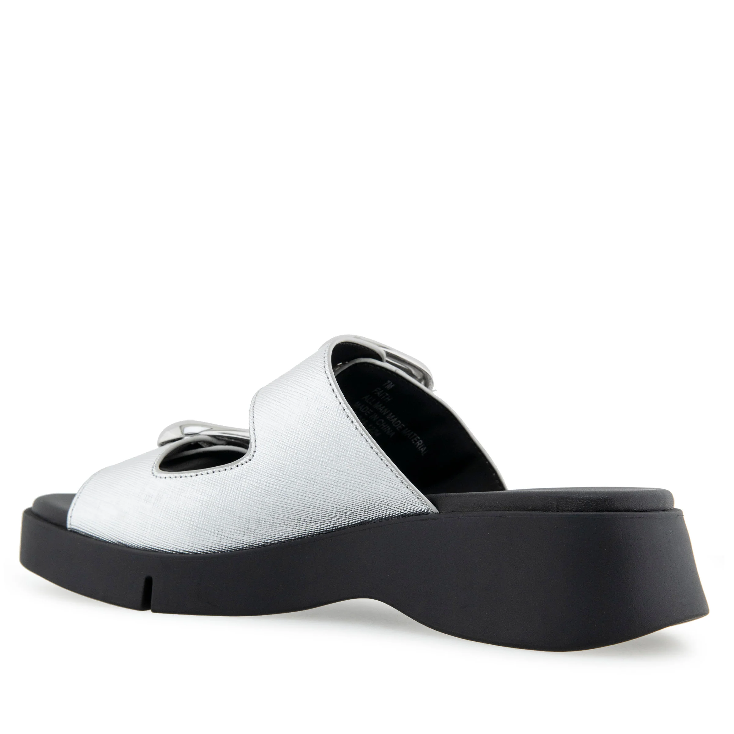 Faith Sandal Sport | Silver Metallic Textured Faux Leather - Image 2