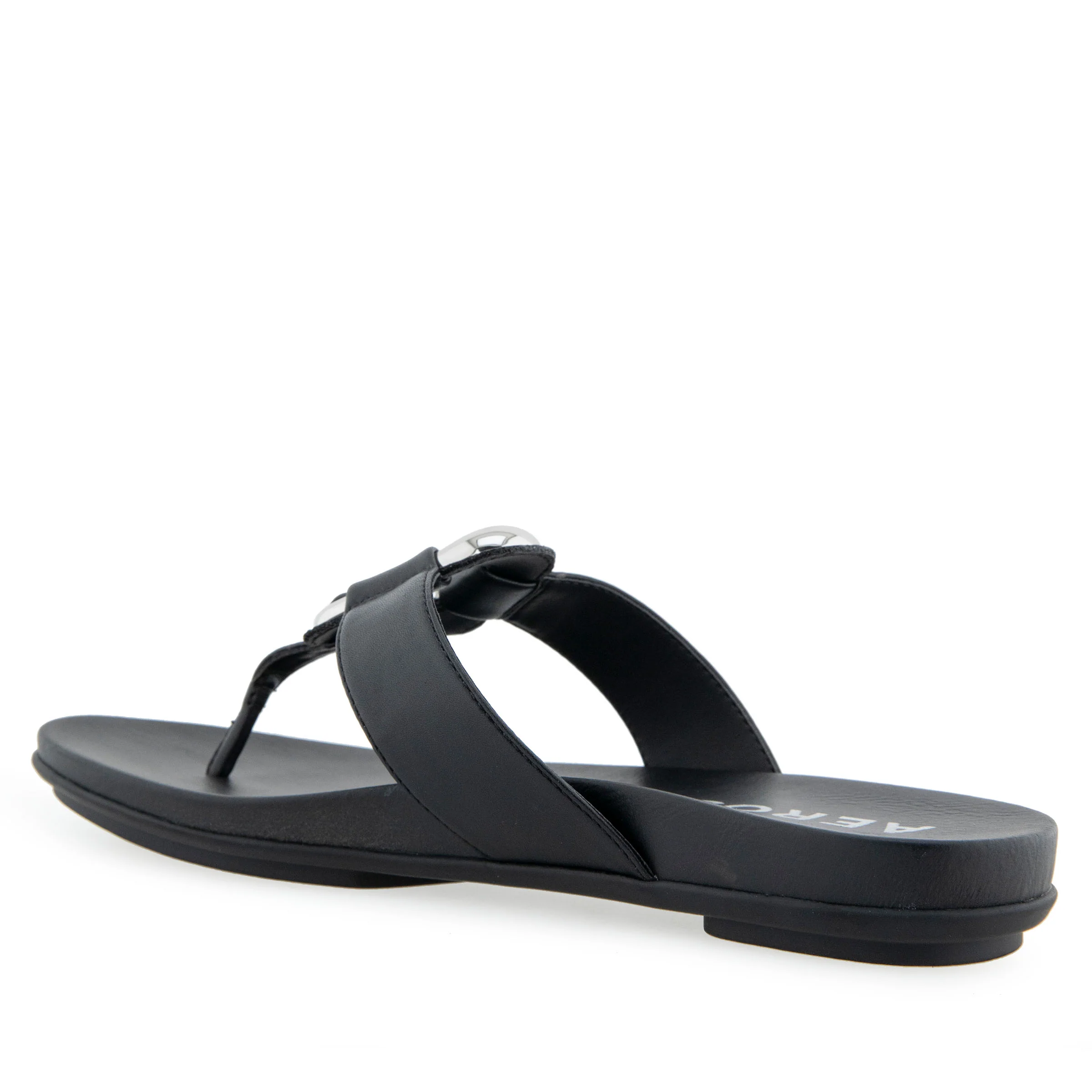 Fallon Sandal Flat | Black Faux Leather - Image 2
