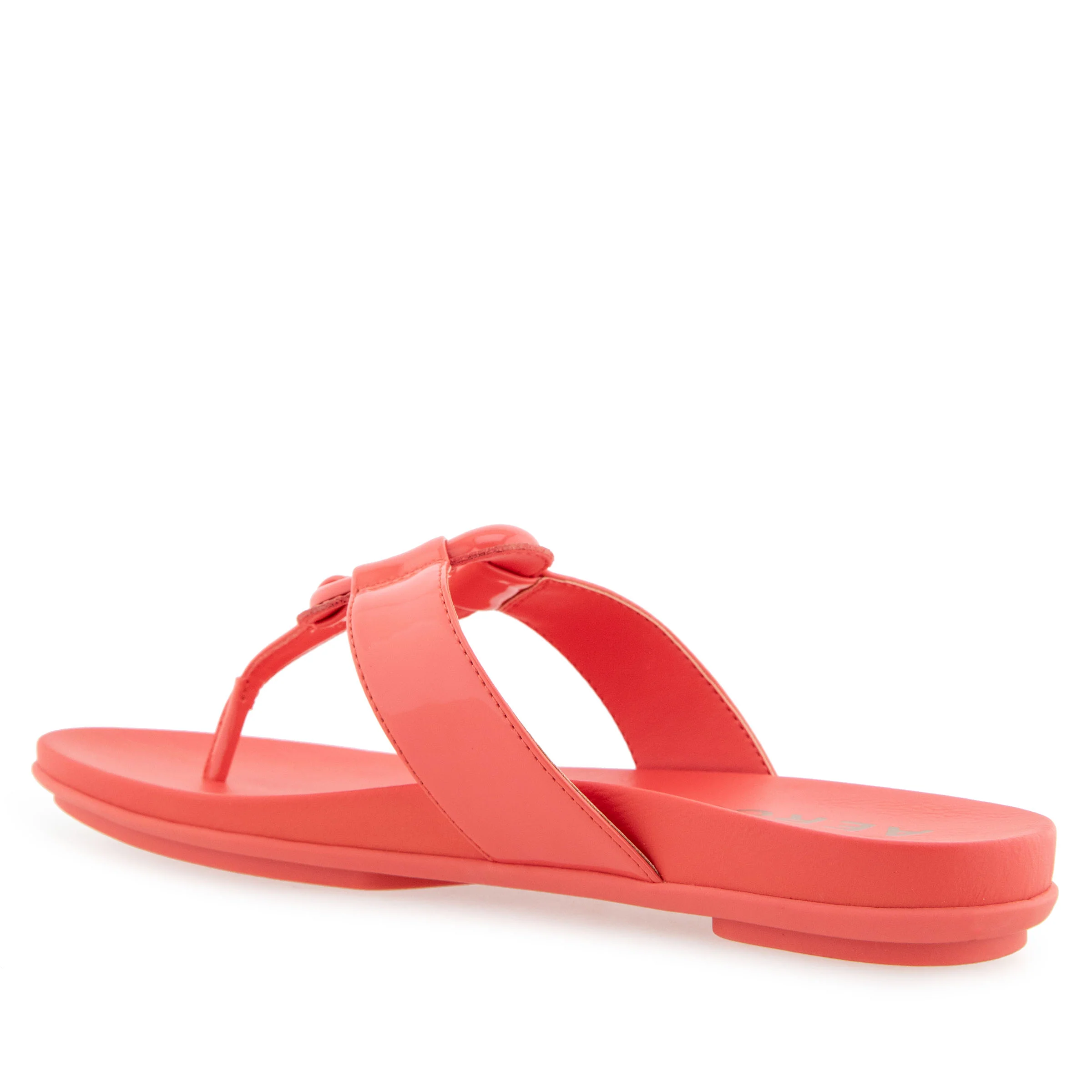 Fallon Sandal Flat | Coral Patent Faux Leather - Image 2