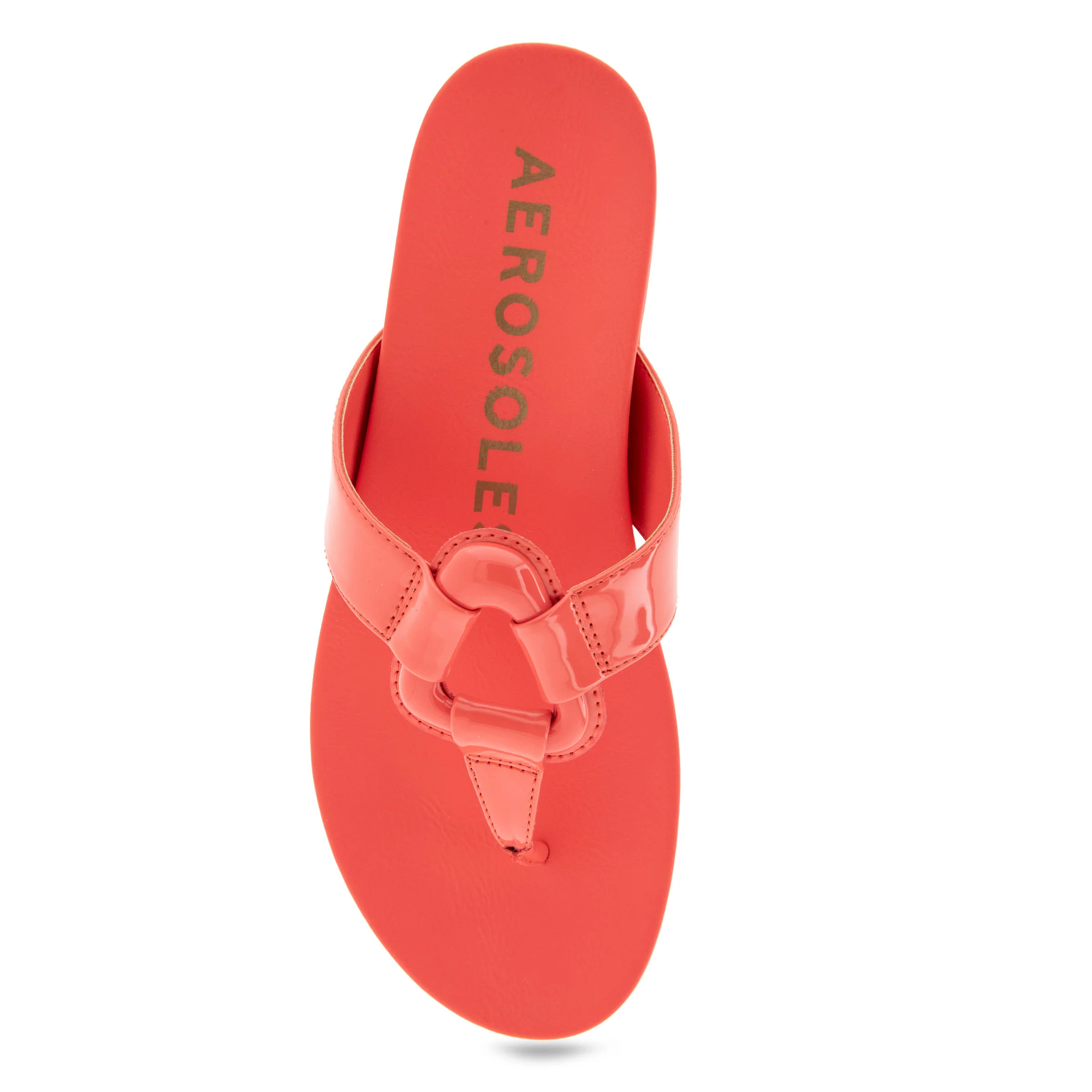 Fallon Sandal Flat | Coral Patent Faux Leather - Image 3
