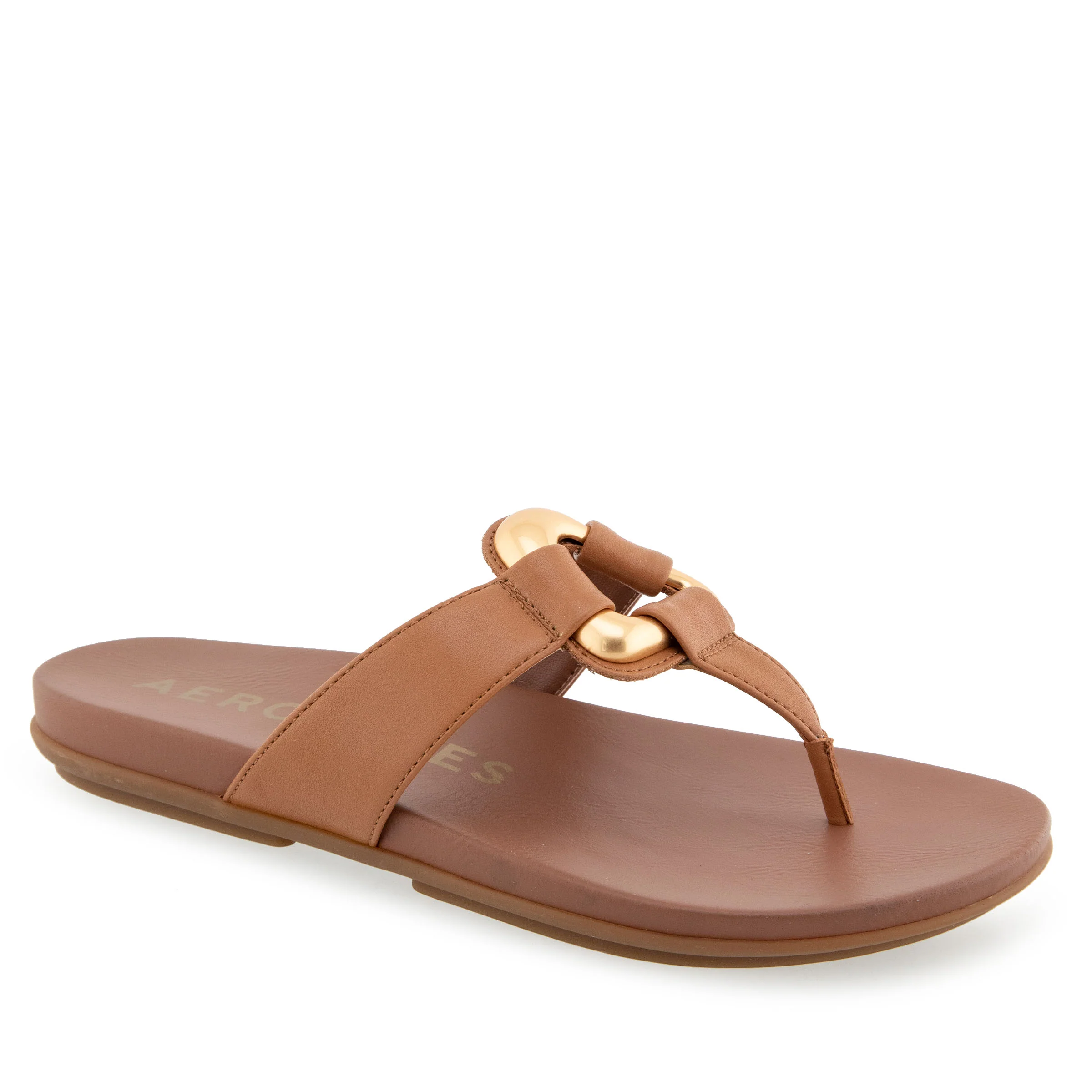 Fallon Sandal Flat | Tan Faux Leather