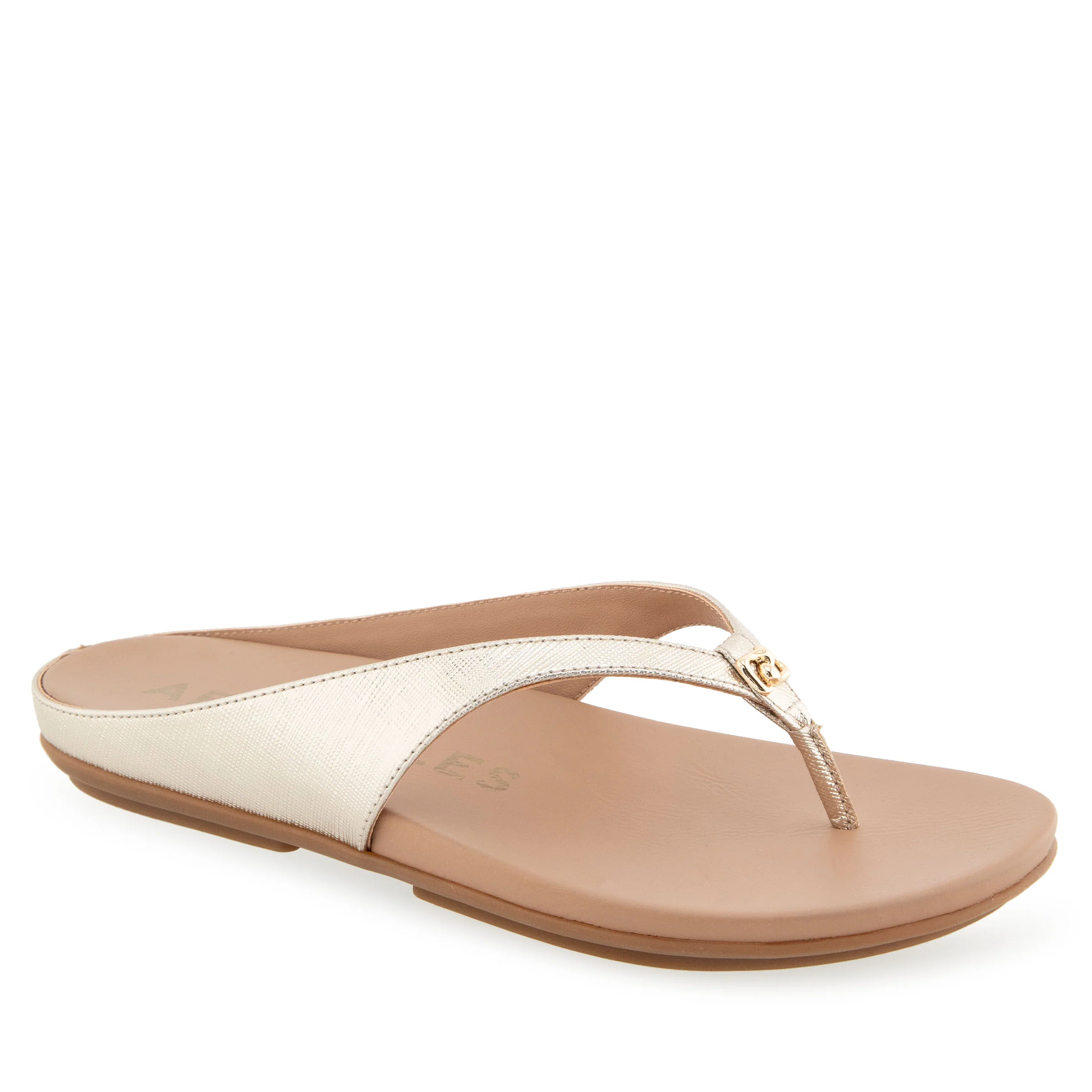 Fisher Sandal Flat | Gold Metallic Textured Faux Leather