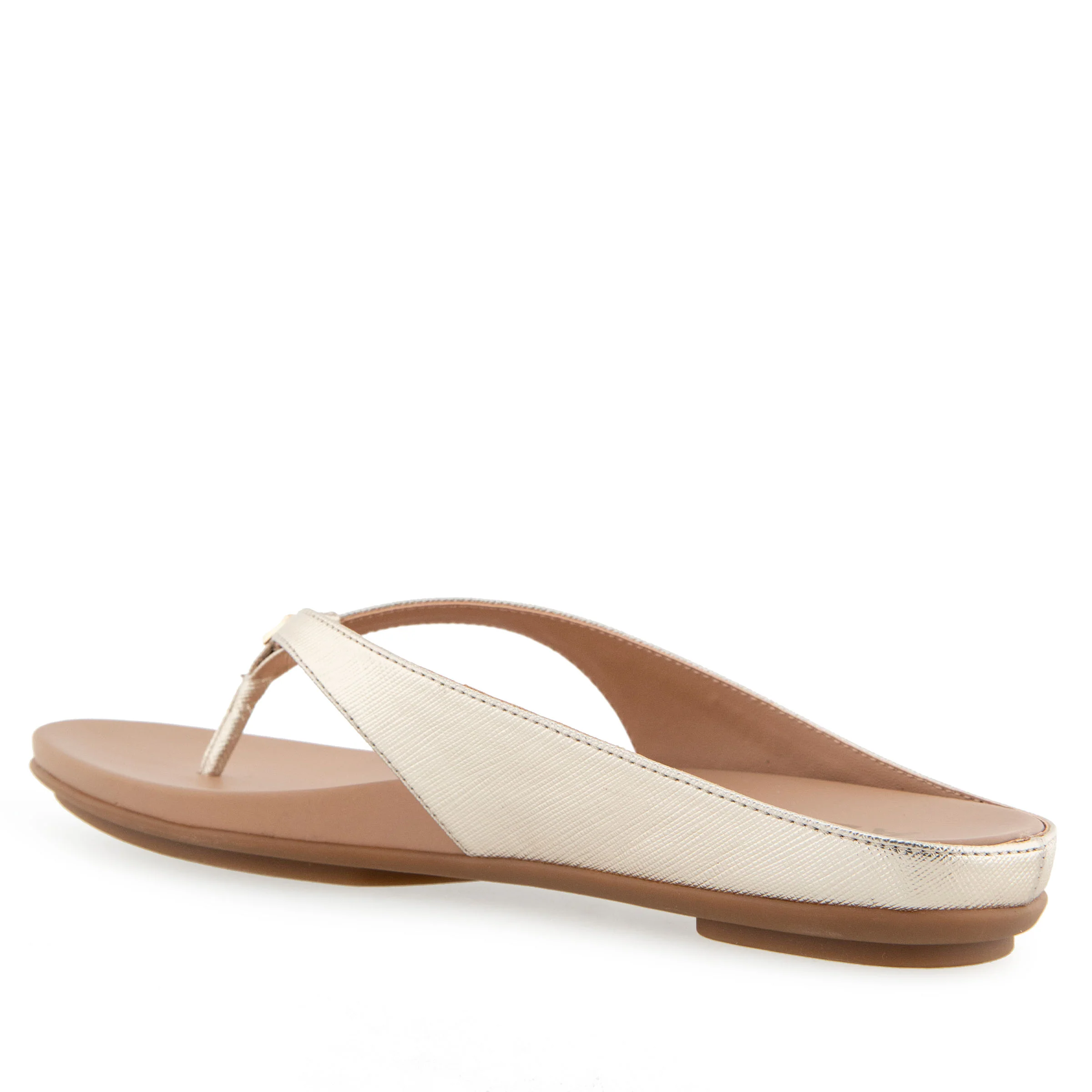 Fisher Sandal Flat | Gold Metallic Textured Faux Leather - Image 2