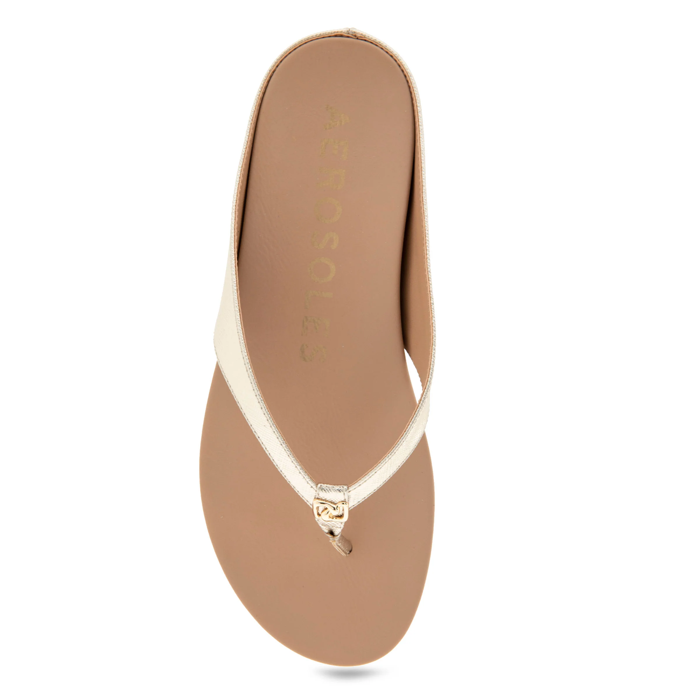 Fisher Sandal Flat | Gold Metallic Textured Faux Leather - Image 3