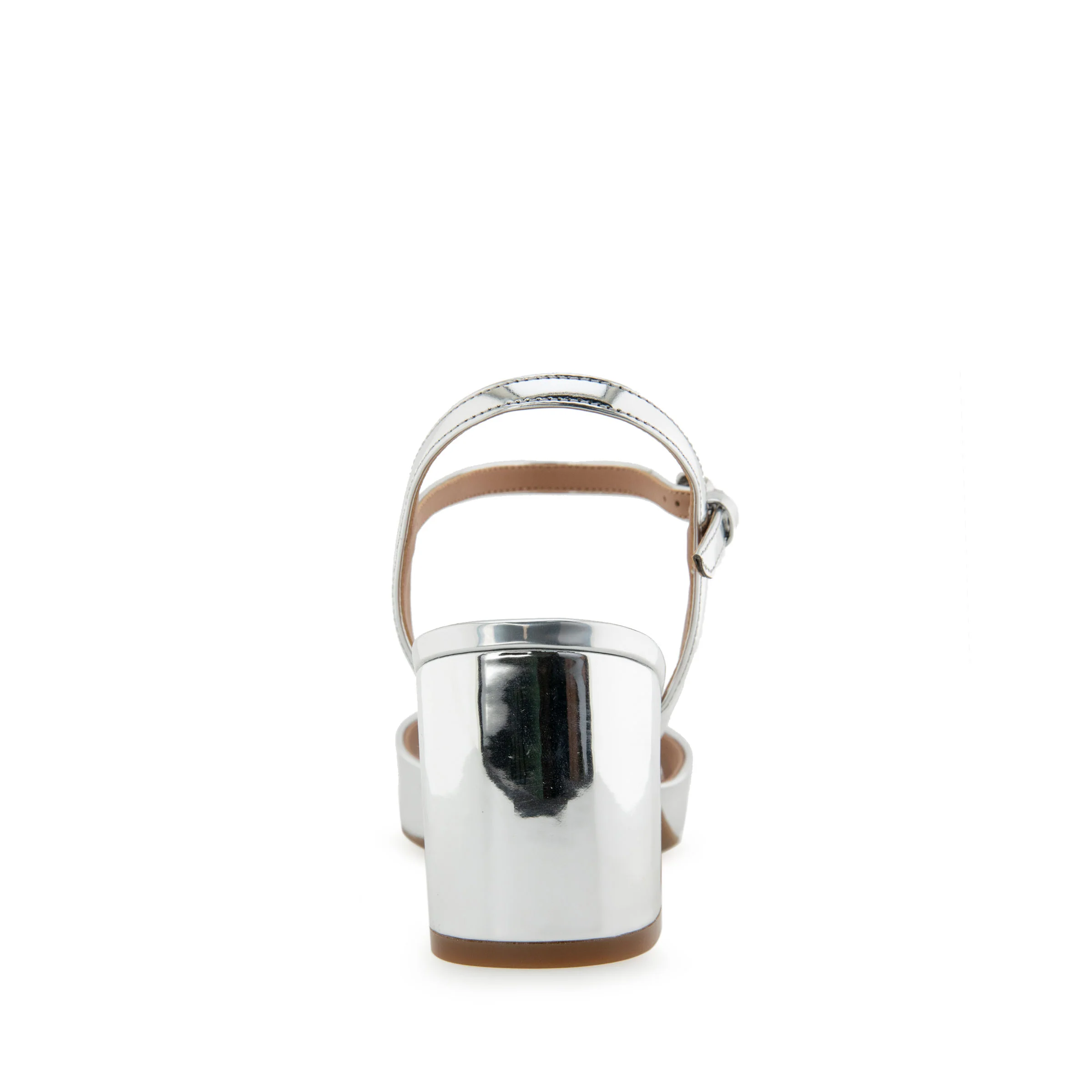Gerda Sandal Dress Block Heel | Silver Mirror Metallic Faux Leather - Image 4