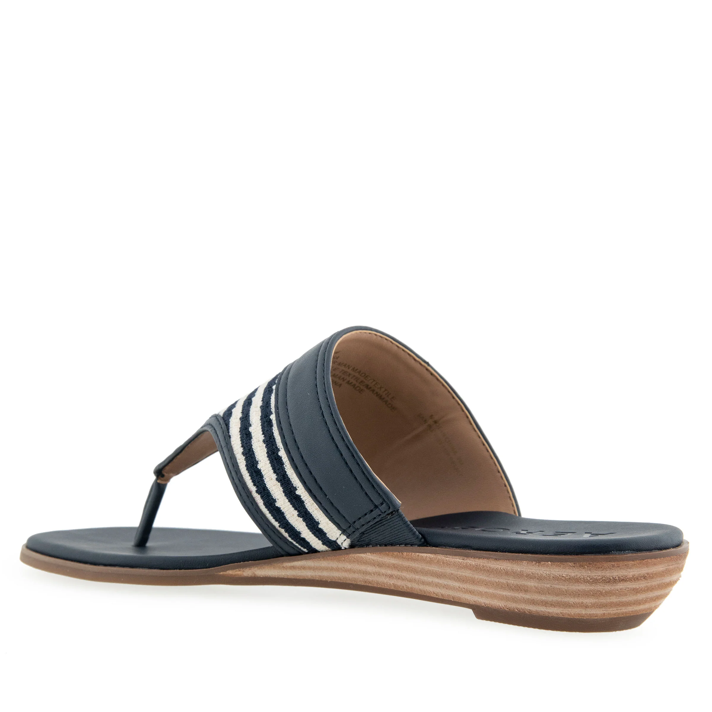 Gesa Sandal Flat | Eggnog/Navy Stripe Textured Fabric - Image 2