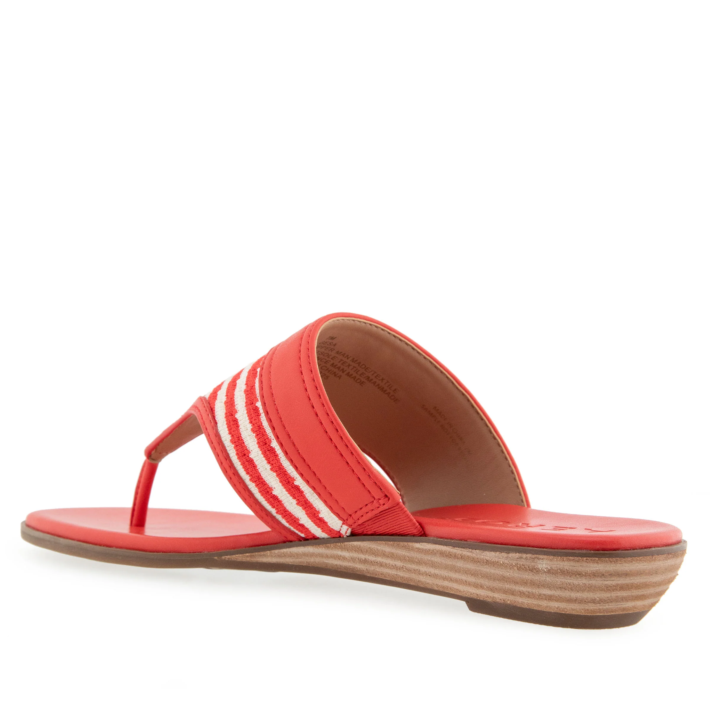 Gesa Sandal Flat | Eggnog/Racing Red Stripe Textured Fabric - Image 2