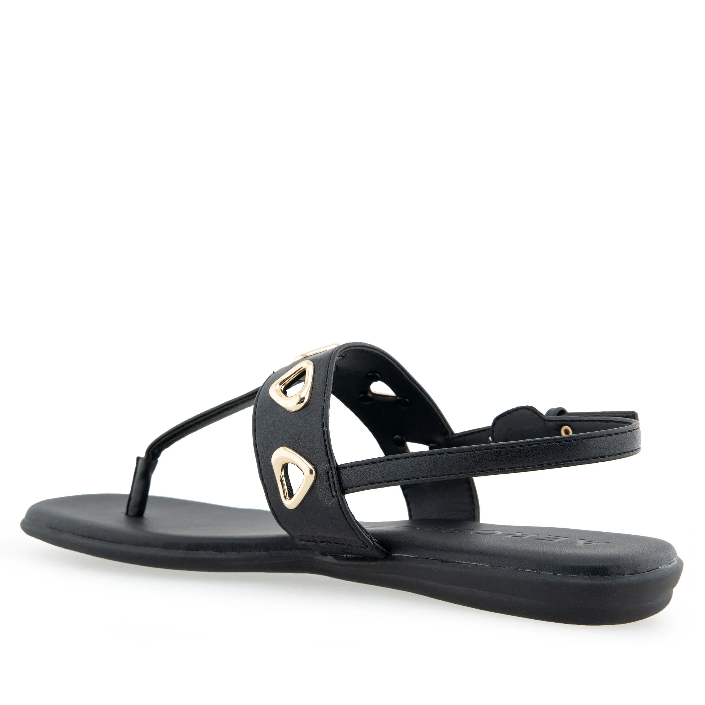 Iago Sandal Flat | Black Faux Leather - Image 2