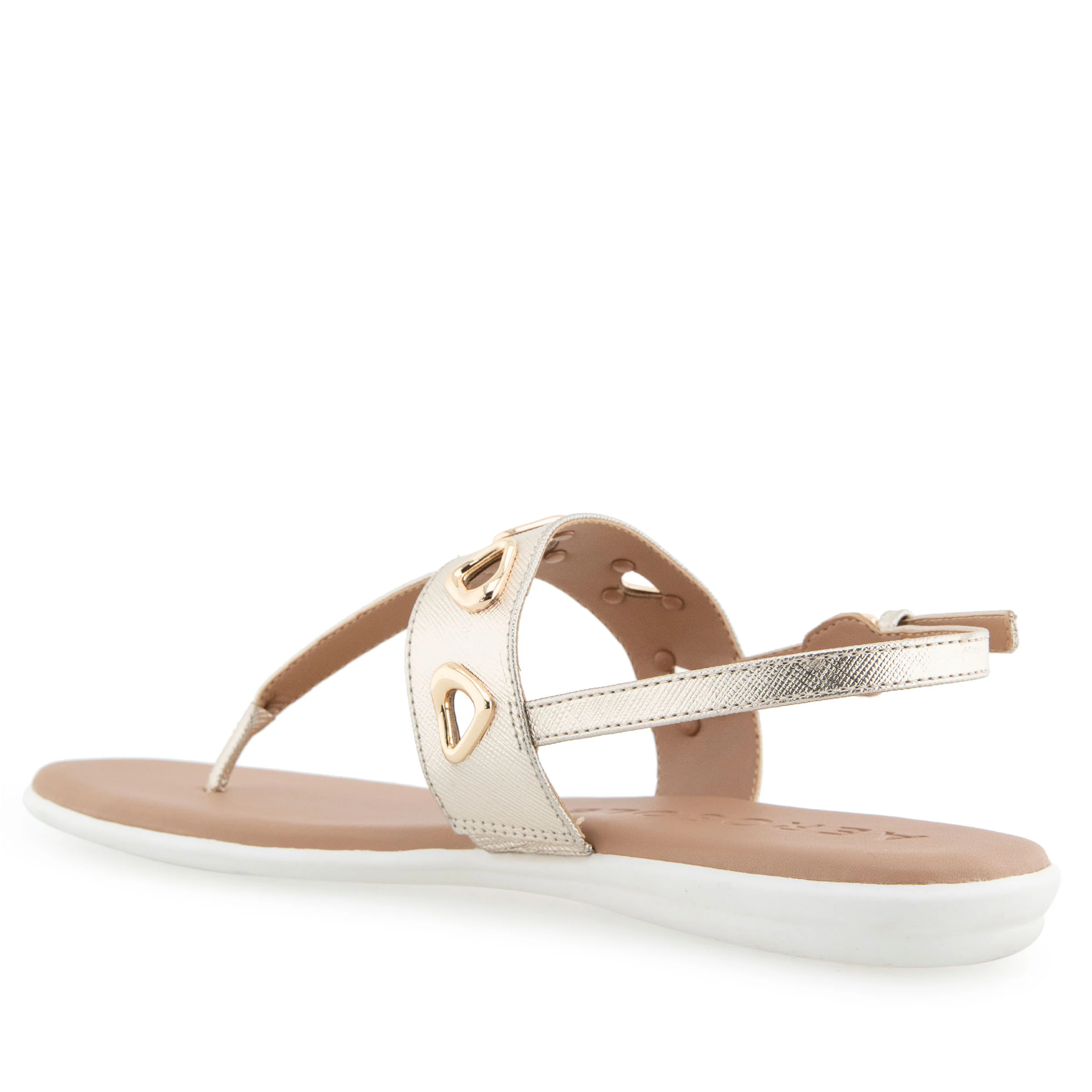 Iago Sandal Flat | Gold Metallic Textured Faux Leather - Image 2