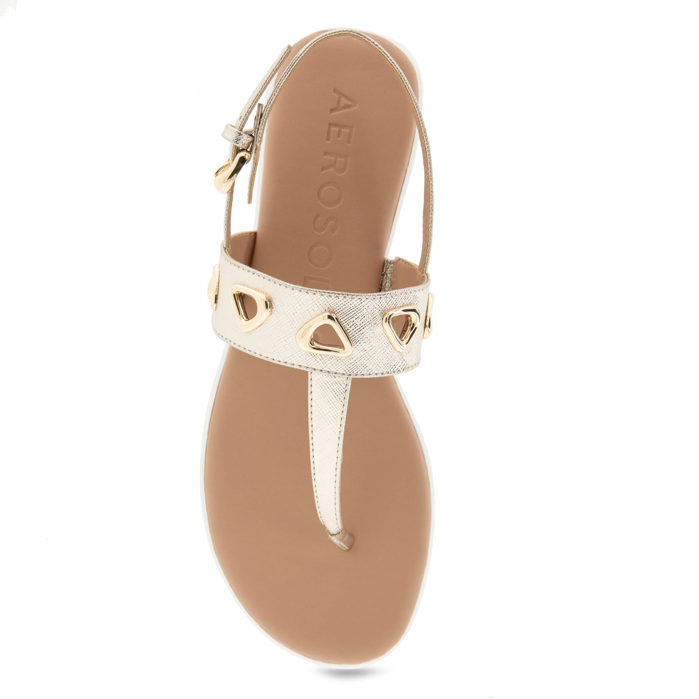 Iago Sandal Flat | Gold Metallic Textured Faux Leather - Image 3