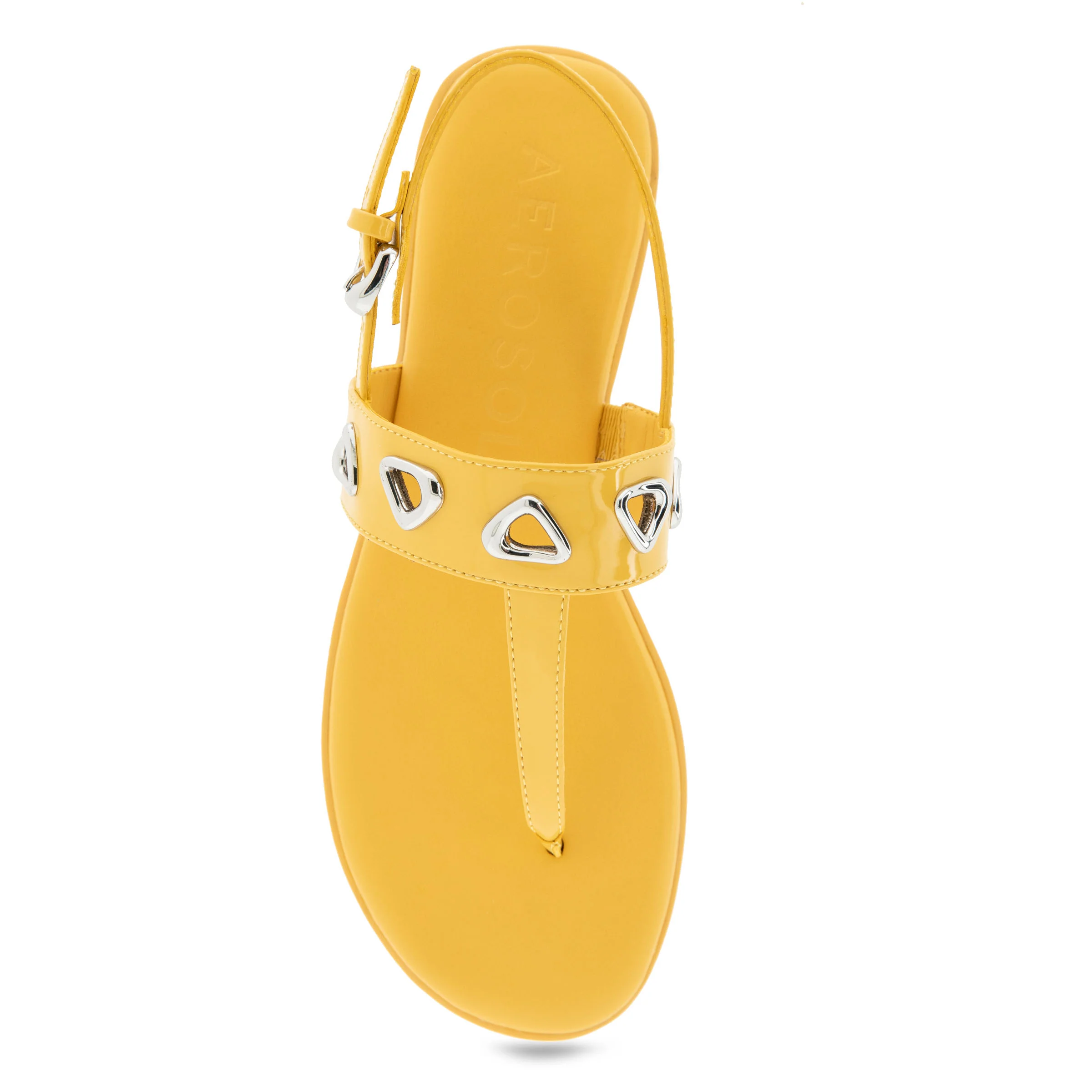 Iago Sandal Flat | Yellow Patent Faux Leather - Image 3