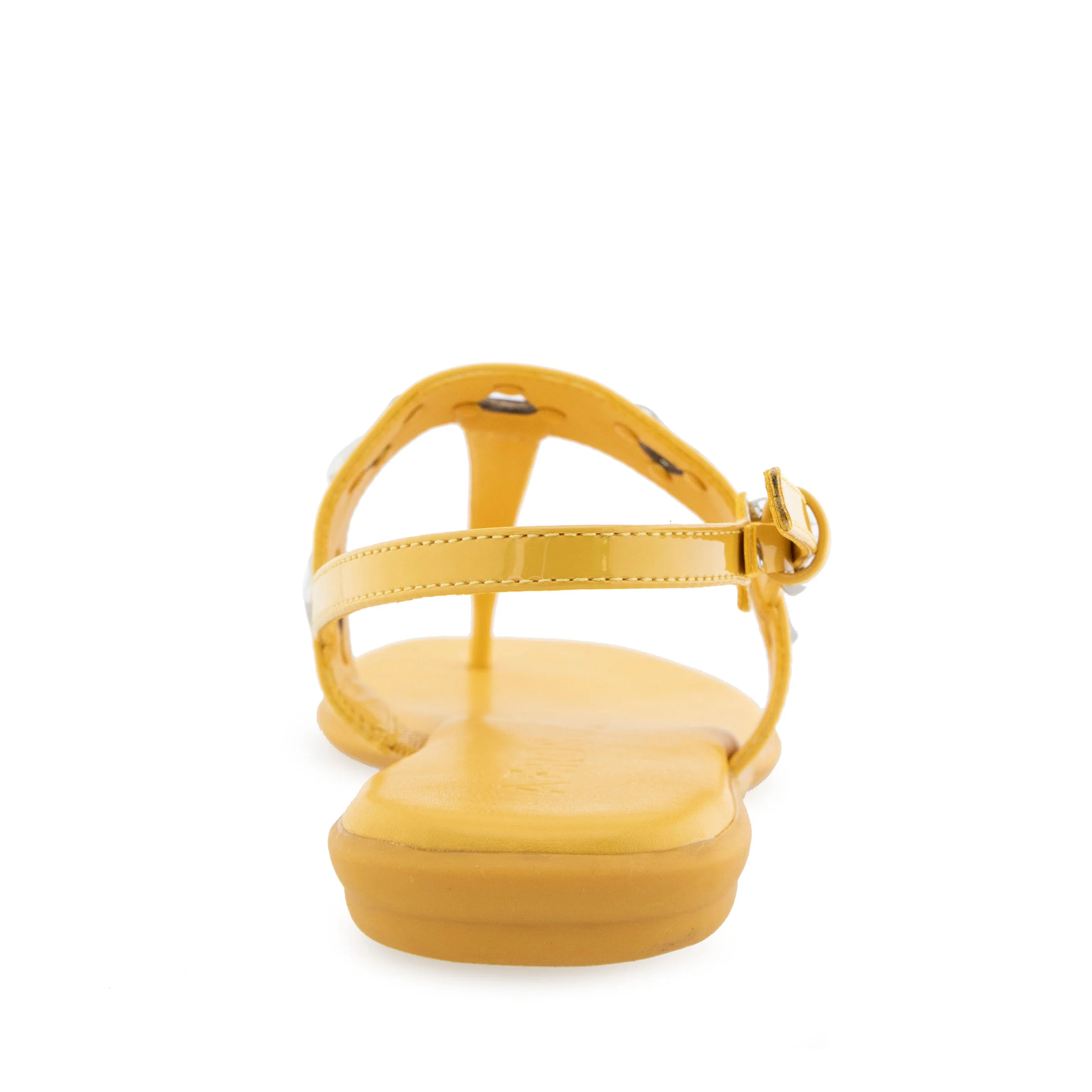 Iago Sandal Flat | Yellow Patent Faux Leather - Image 4