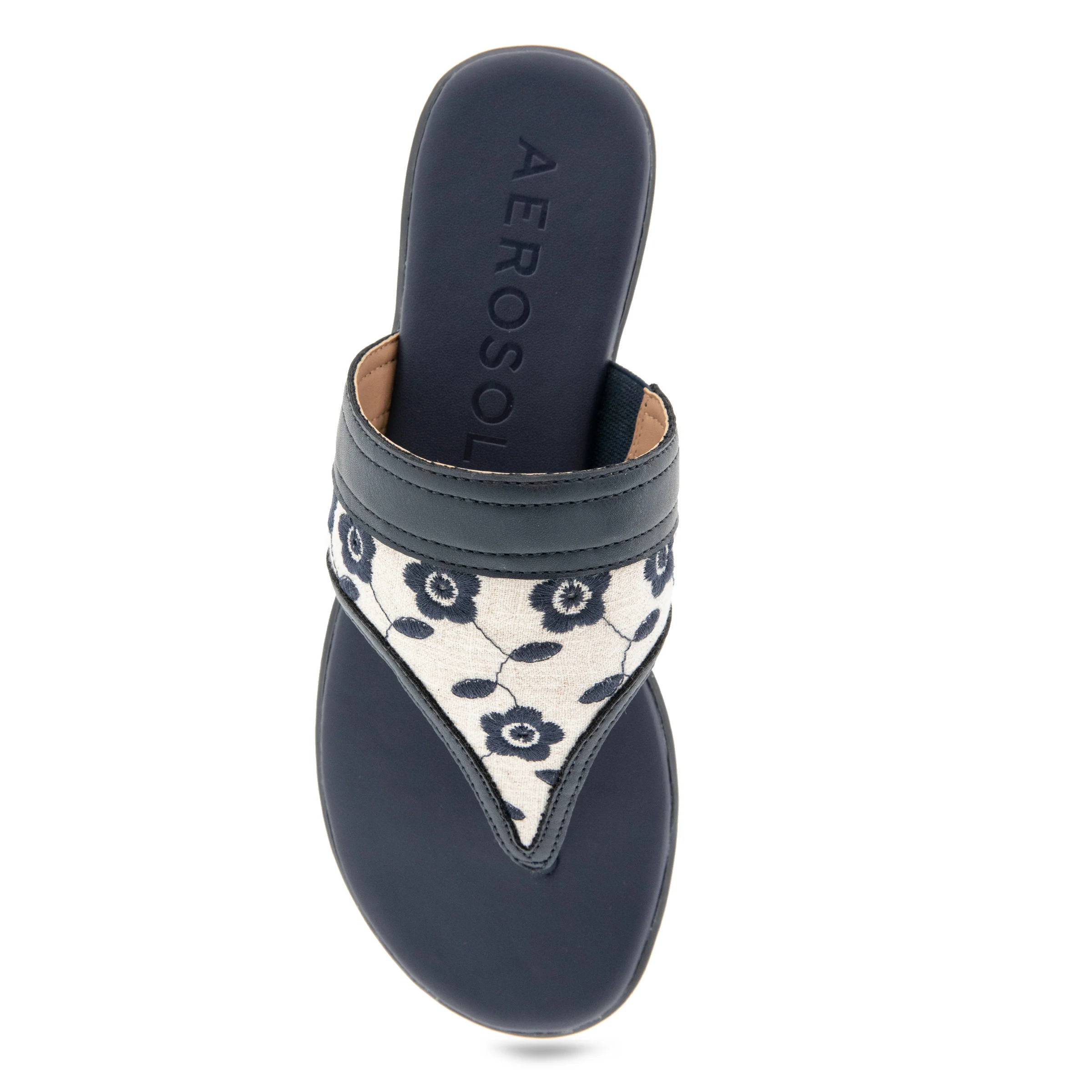 Illia Sandal Flat | Natural/Navy Floral - Image 2