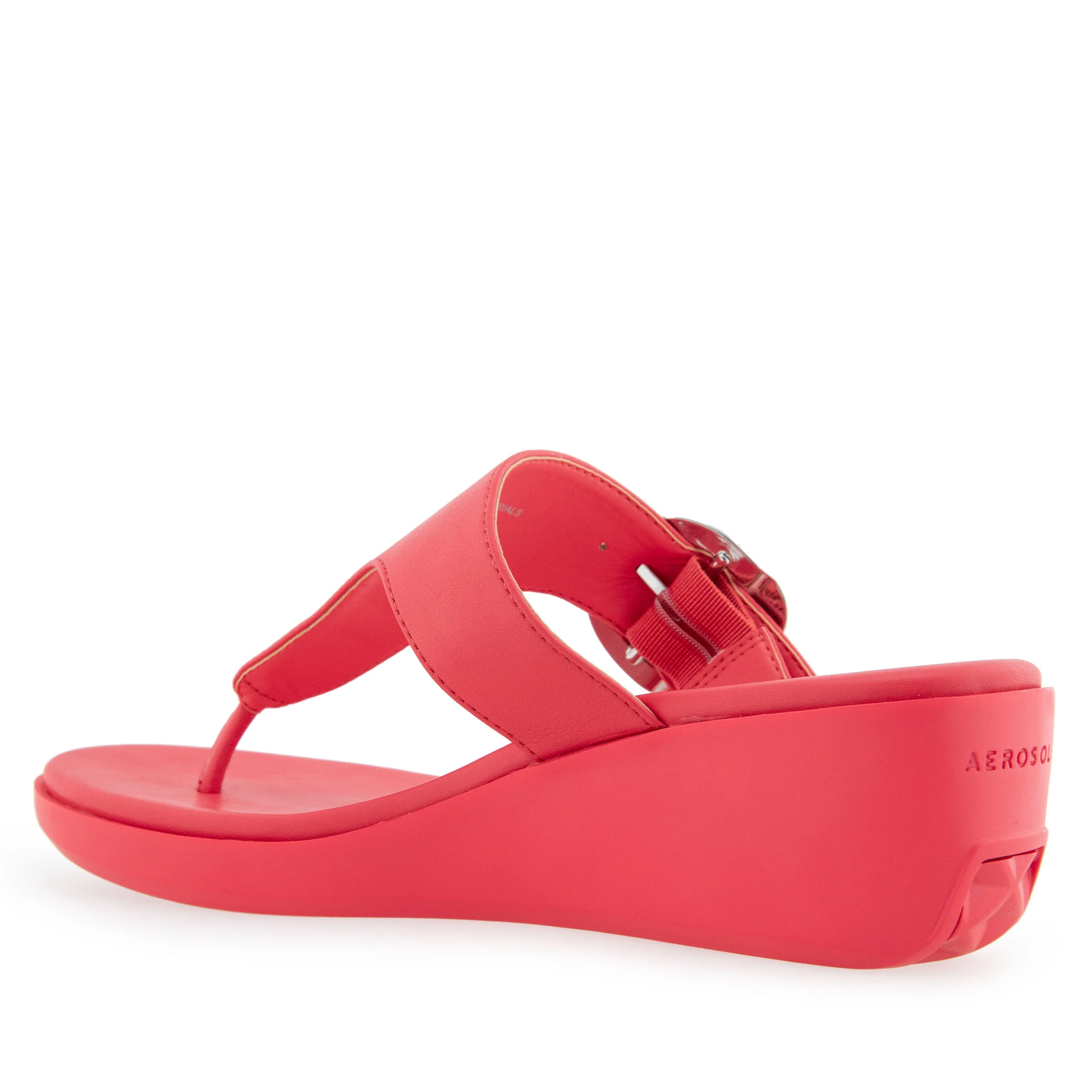 Izola Sandal Wedge | Coral Faux Leather - Image 2