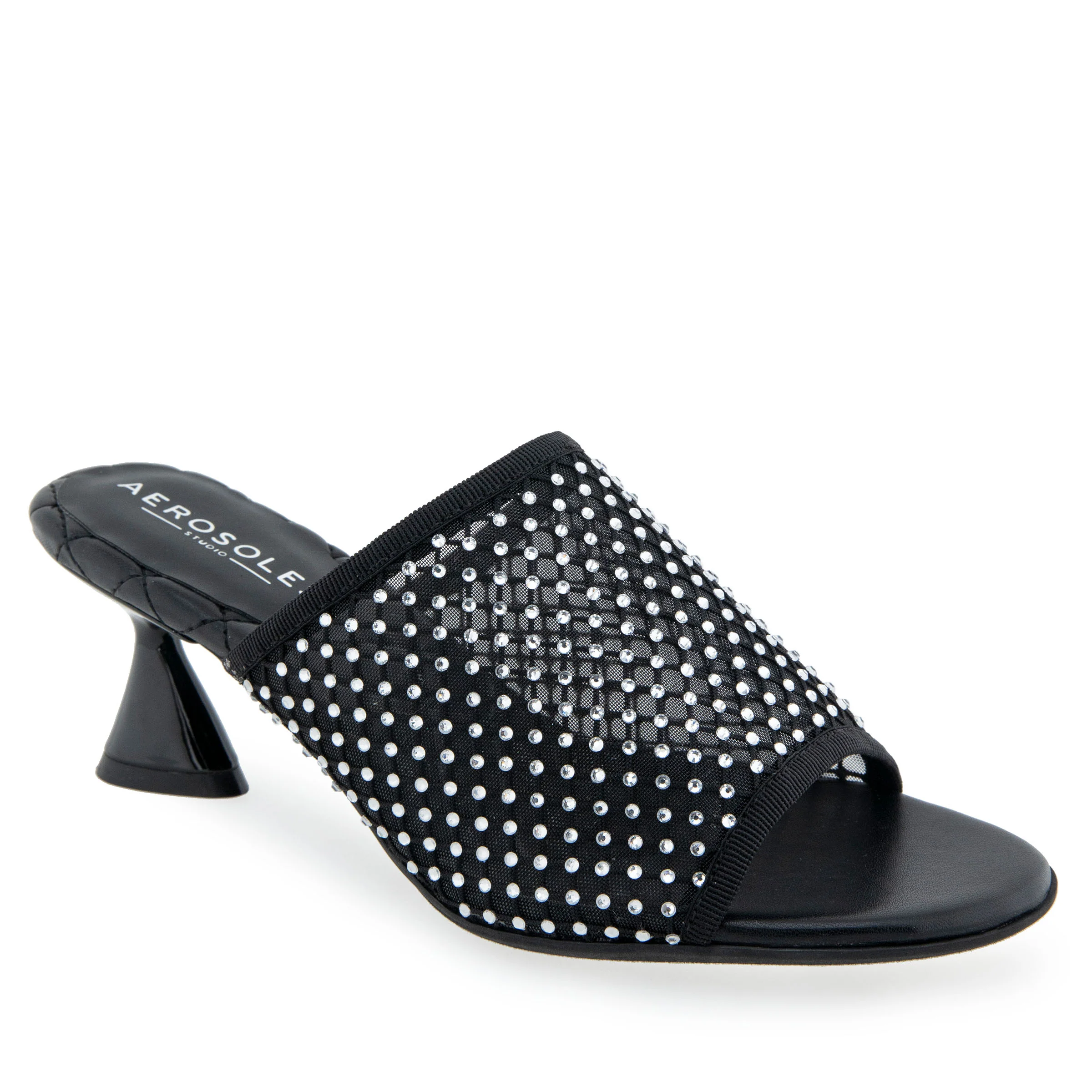 Jamila Sandal Dress Sculpted | Black/Crystals Mesh Fabric