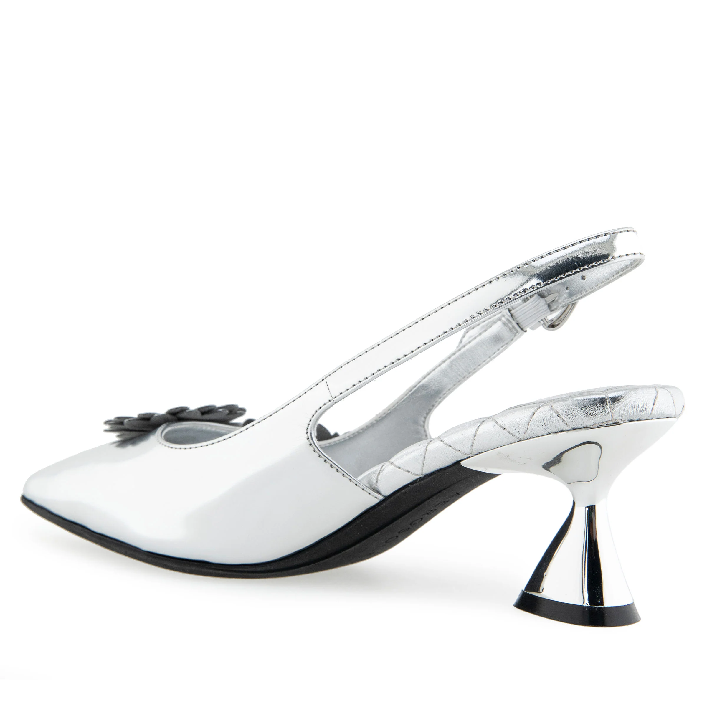 Jaya Dress Slingback | Silver Mirror Metallic Faux Leather - Image 2