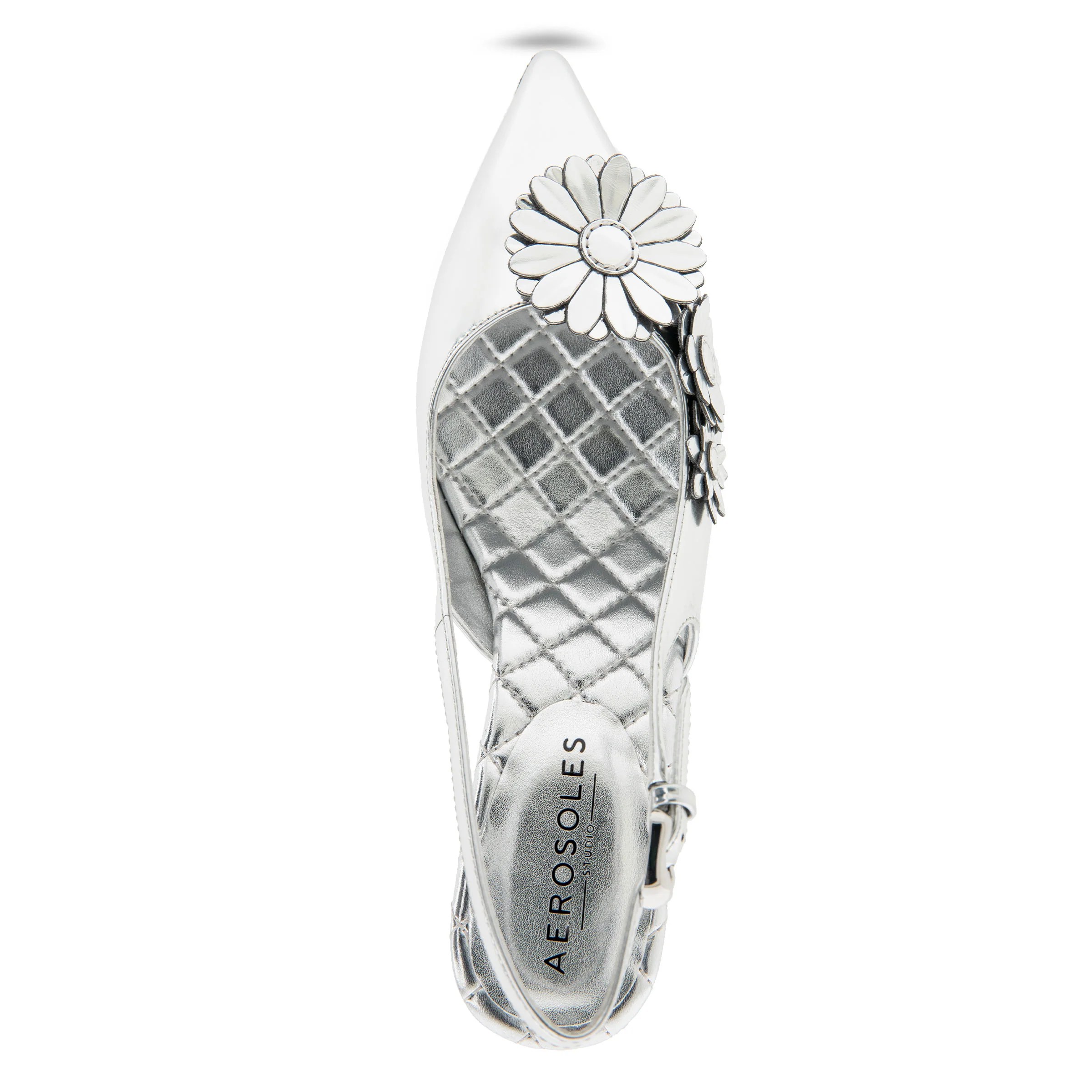 Jaya Dress Slingback | Silver Mirror Metallic Faux Leather - Image 3