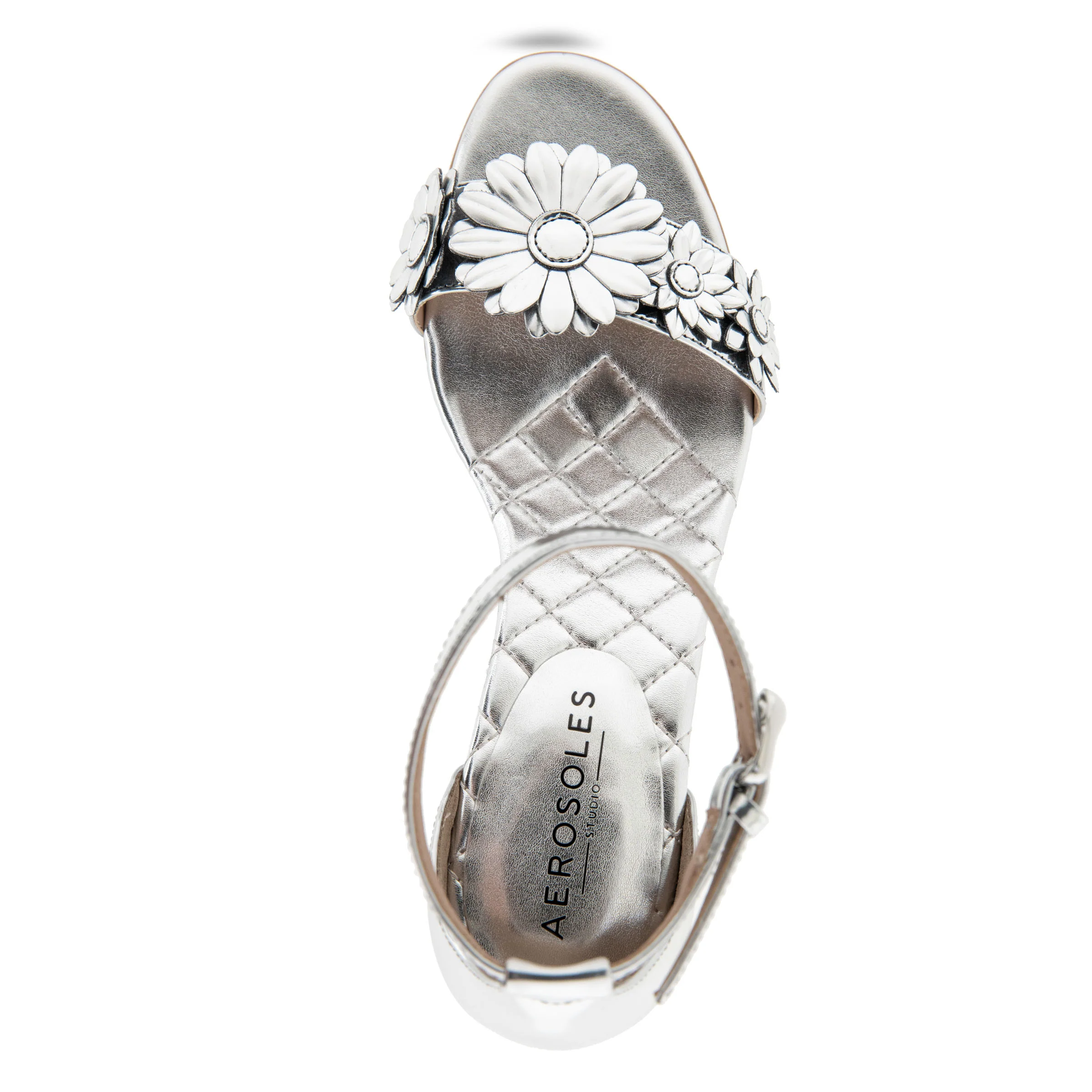 Jazzier Sandal Dress Sculpted | Silver Mirror Floral Faux Leather - Image 3