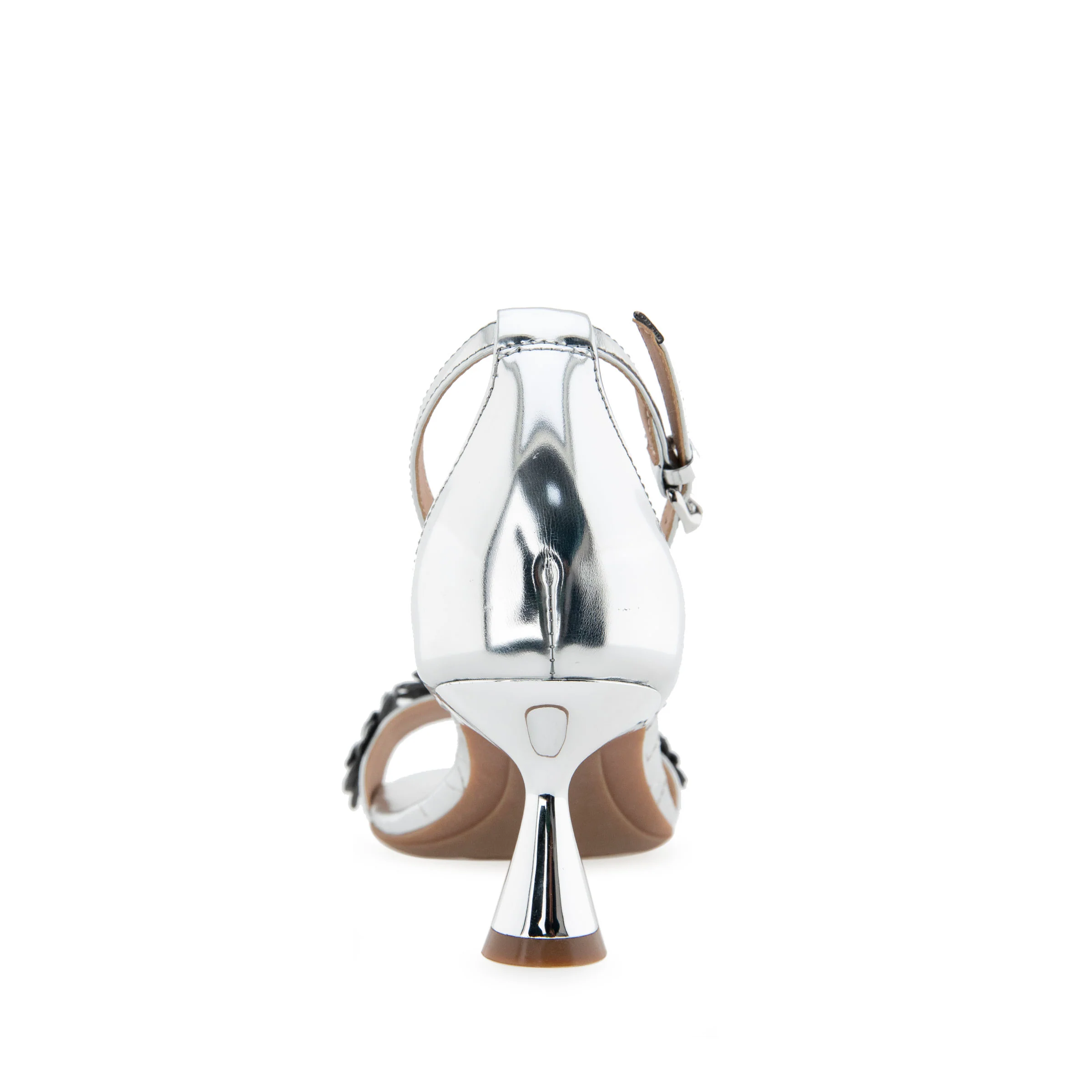 Jazzier Sandal Dress Sculpted | Silver Mirror Floral Faux Leather - Image 4