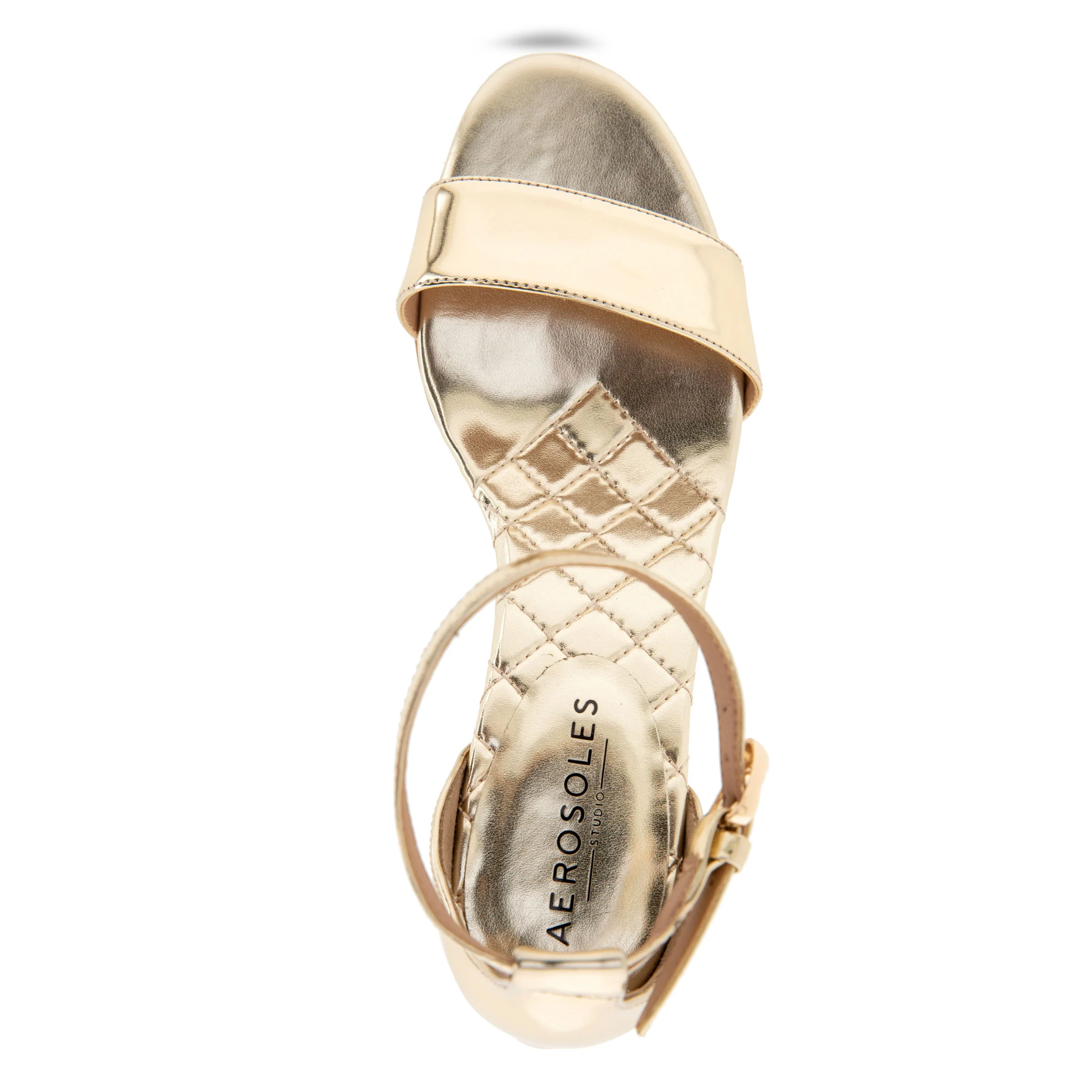 Jazzy Sandal Dress Sculpted | Gold Mirror Metallic Faux Leather - Image 3