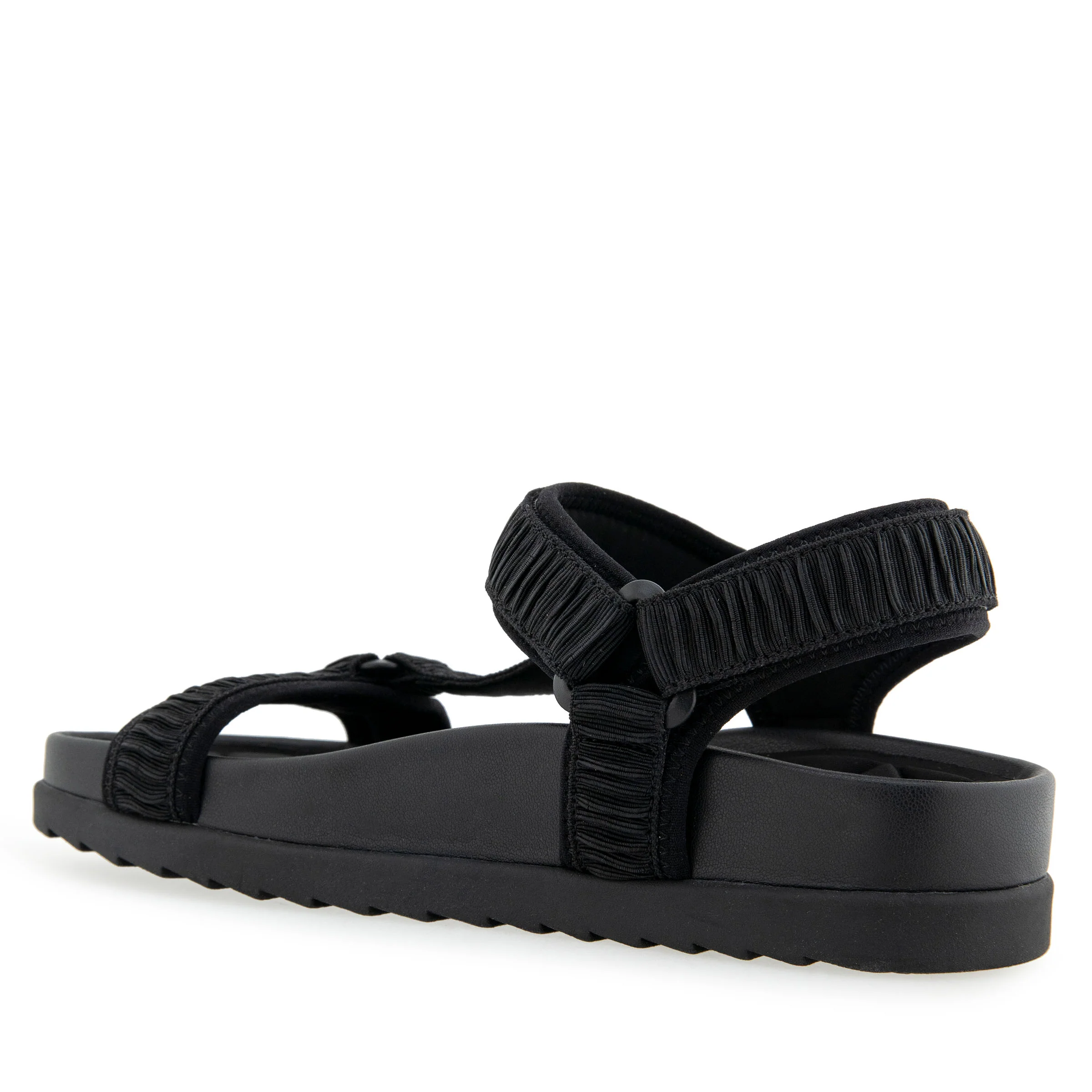 Latoya Sandal Footbed | Black Rouched Elastic Fabric - Image 2