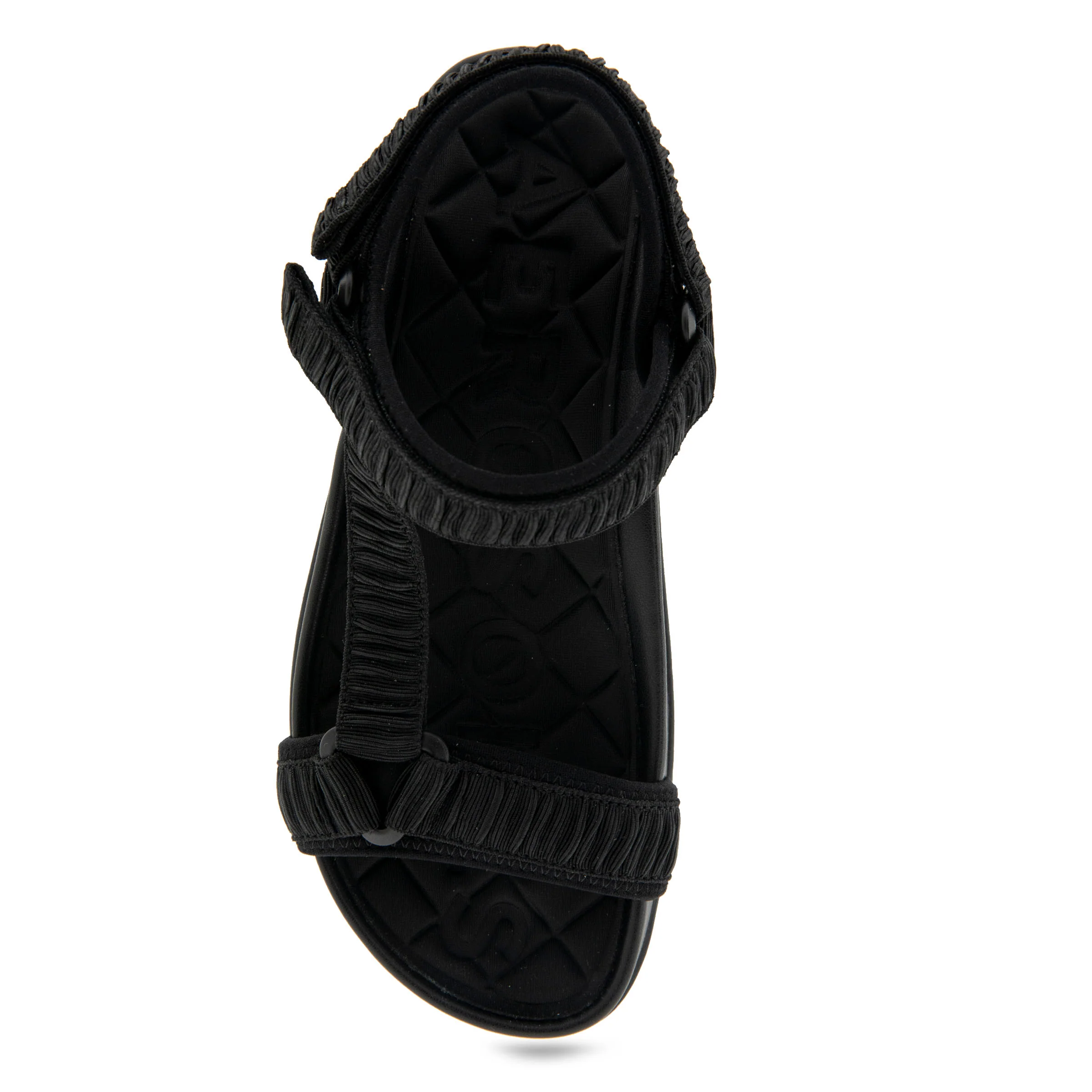Latoya Sandal Footbed | Black Rouched Elastic Fabric - Image 3