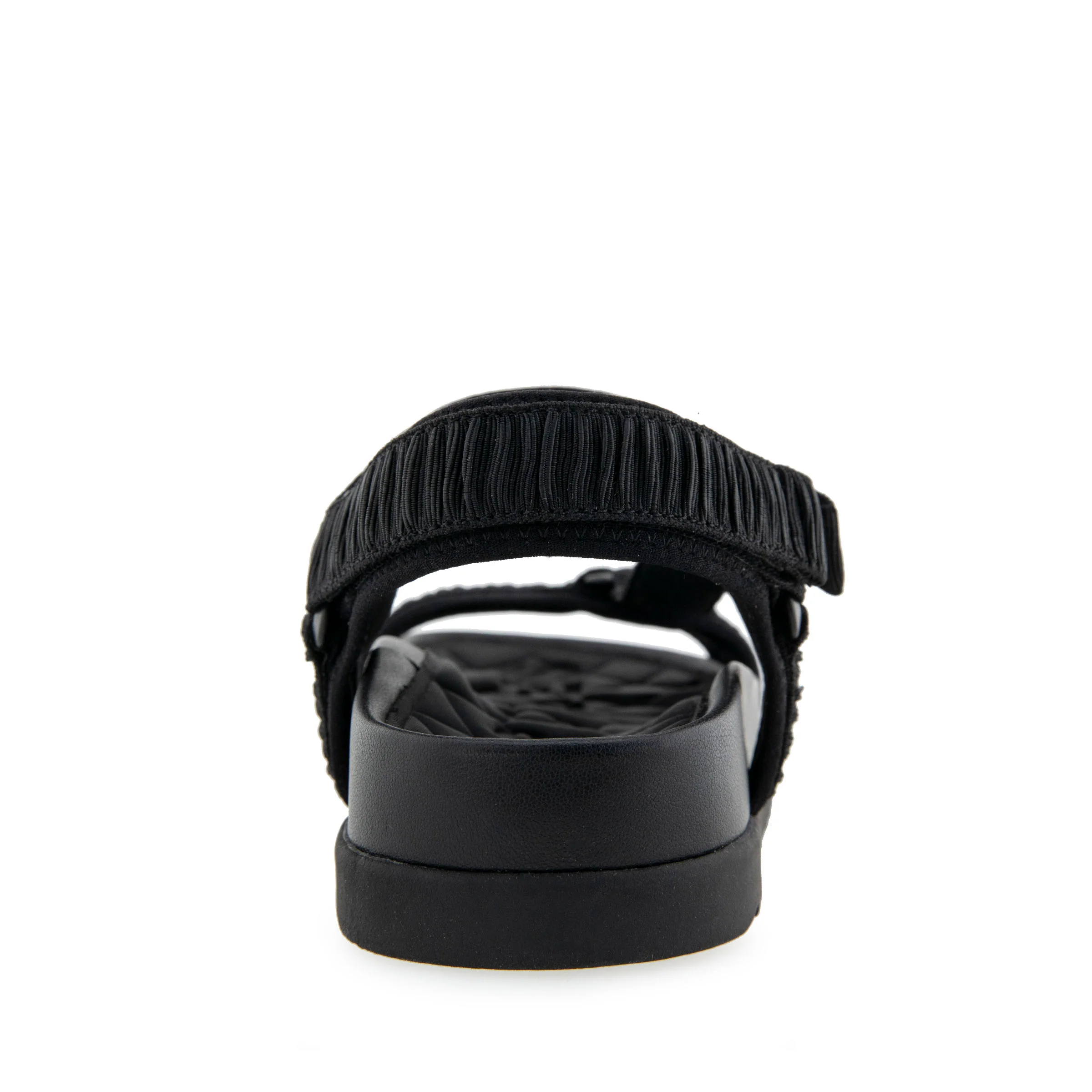 Latoya Sandal Footbed | Black Rouched Elastic Fabric - Image 4
