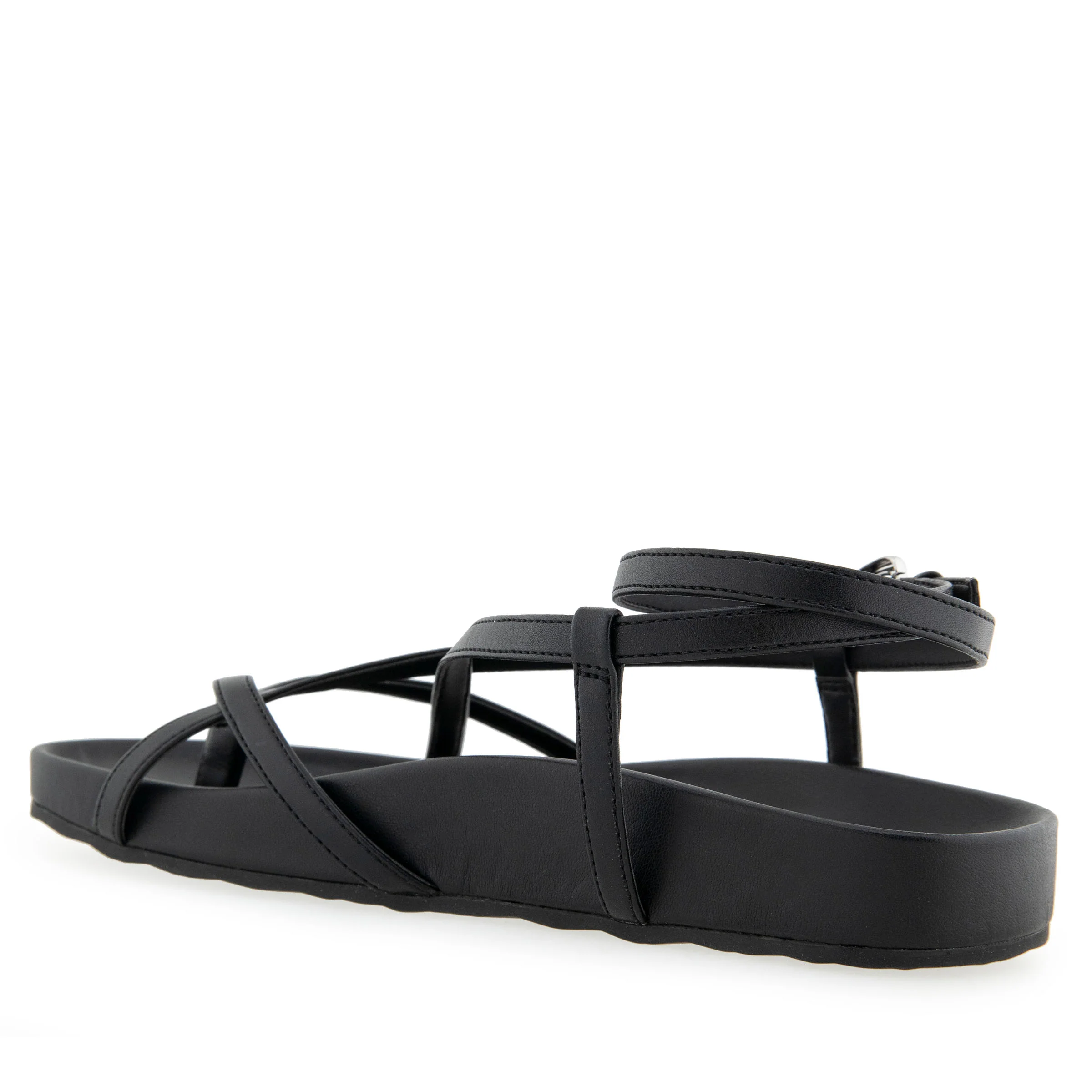 Leera Sandal Footbed | Black Faux Leather - Image 2
