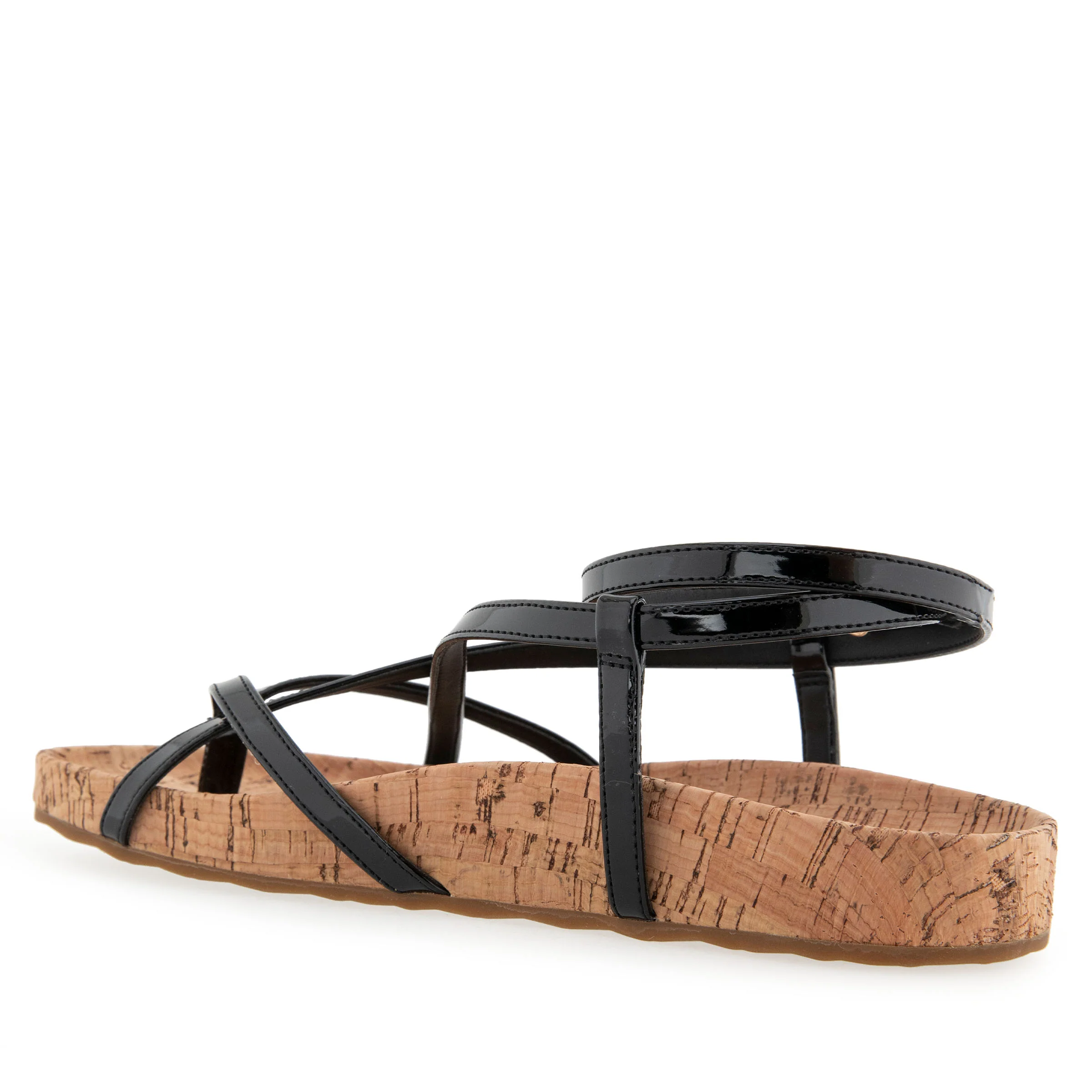 Leera Sandal Footbed | Black Faux Leather/Cork - Image 2