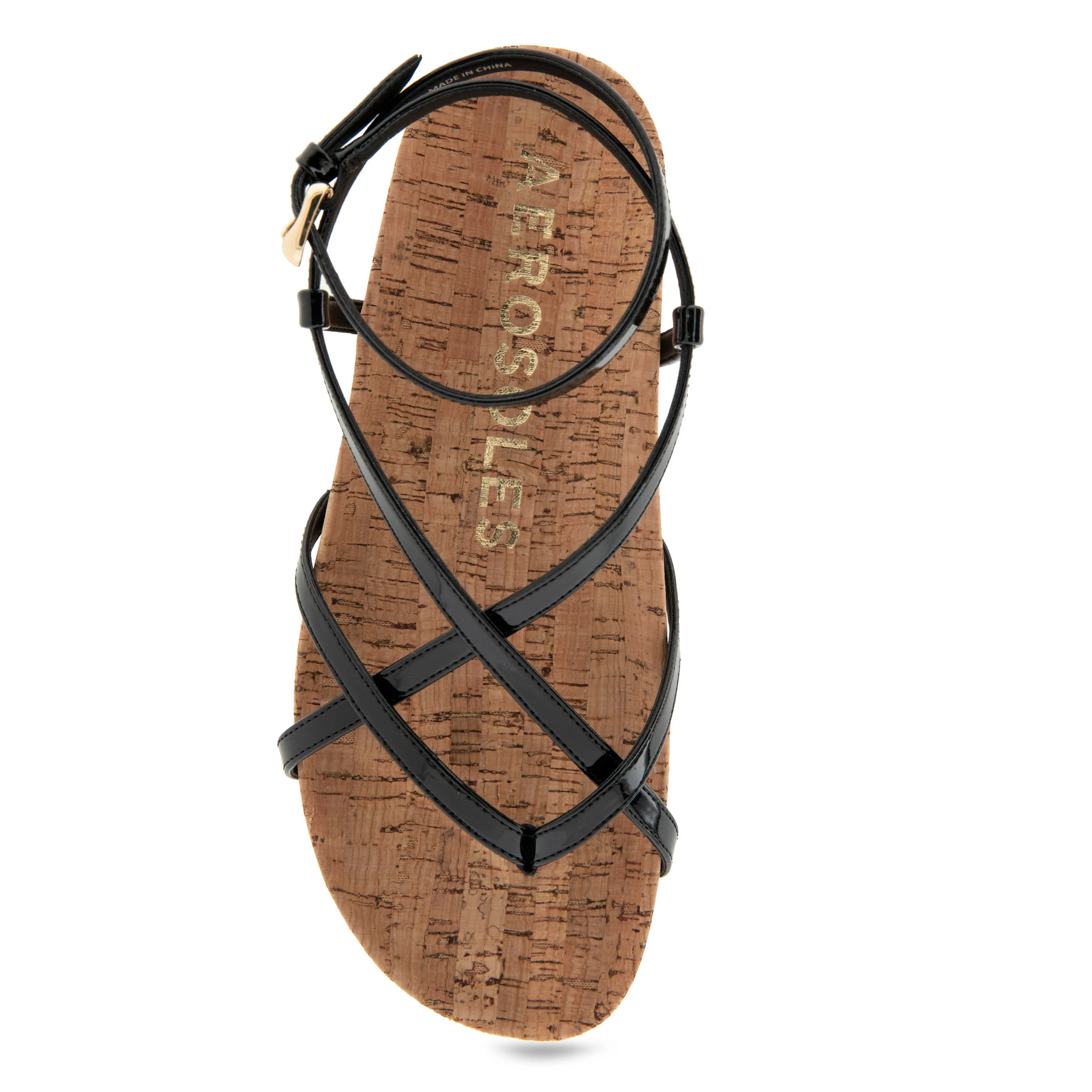 Leera Sandal Footbed | Black Faux Leather/Cork - Image 3