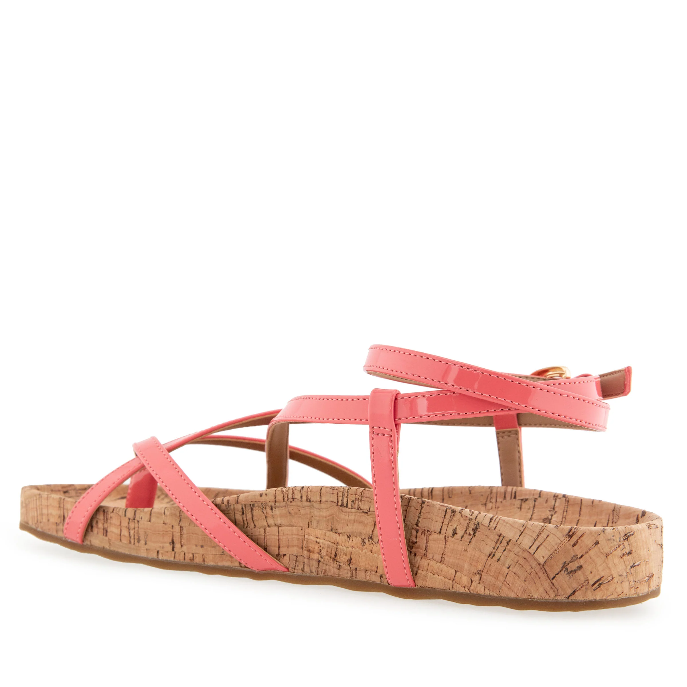 Leera Sandal Footbed | Coral Patent Faux Leather/Cork - Image 2