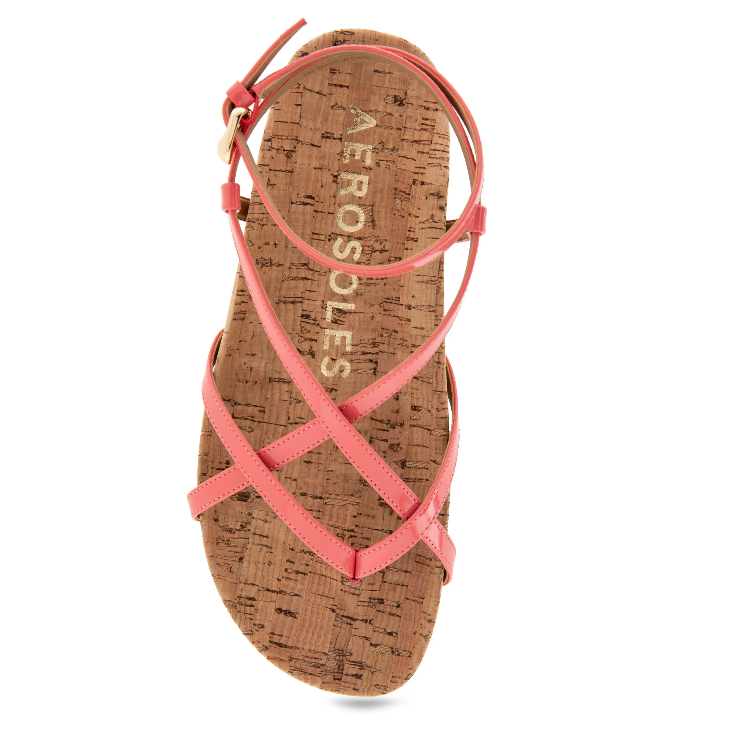Leera Sandal Footbed | Coral Patent Faux Leather/Cork - Image 3