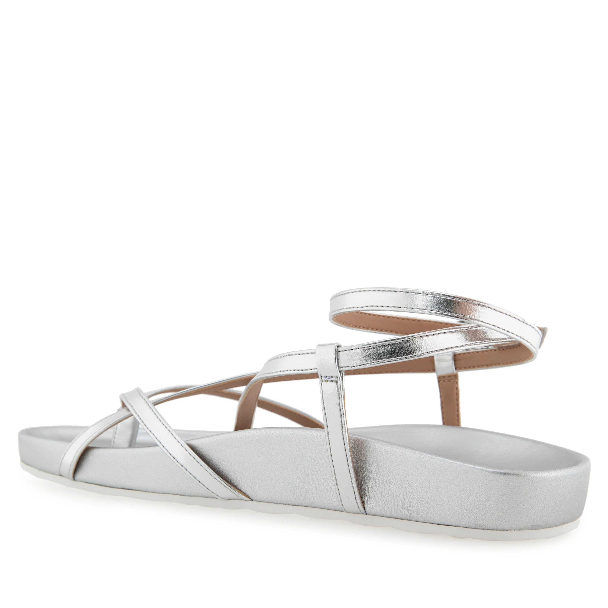 Leera Sandal Footbed | Silver Metallic Faux Leather - Image 2