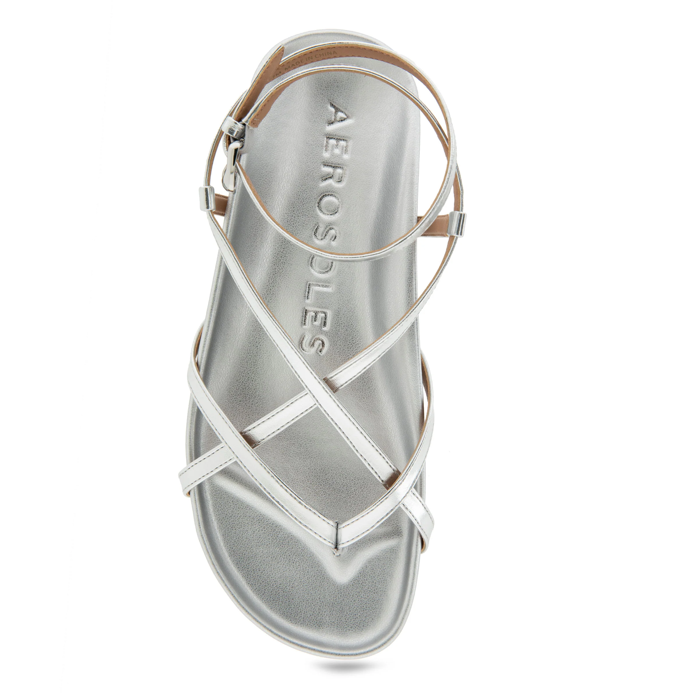 Leera Sandal Footbed | Silver Metallic Faux Leather - Image 3