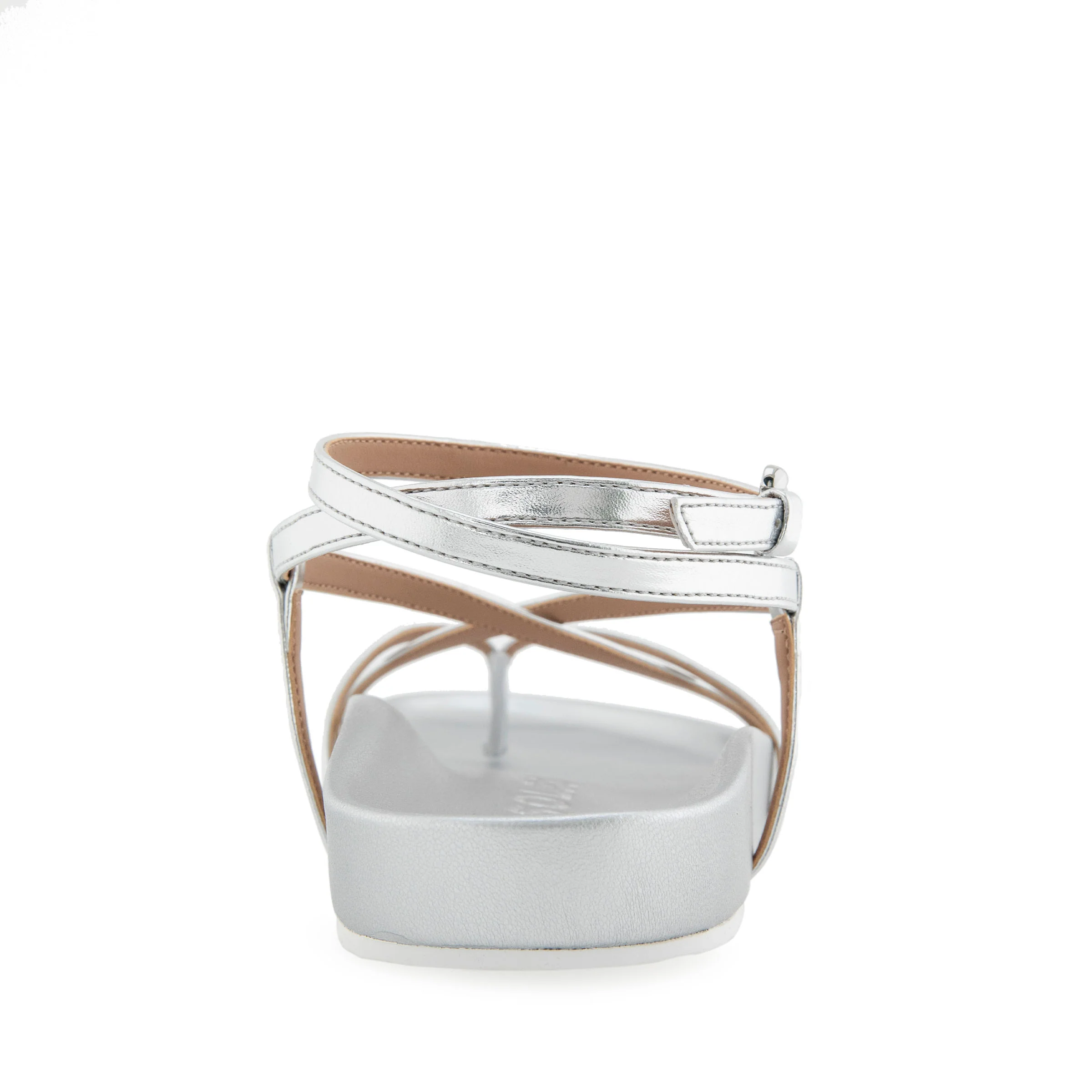 Leera Sandal Footbed | Silver Metallic Faux Leather - Image 4