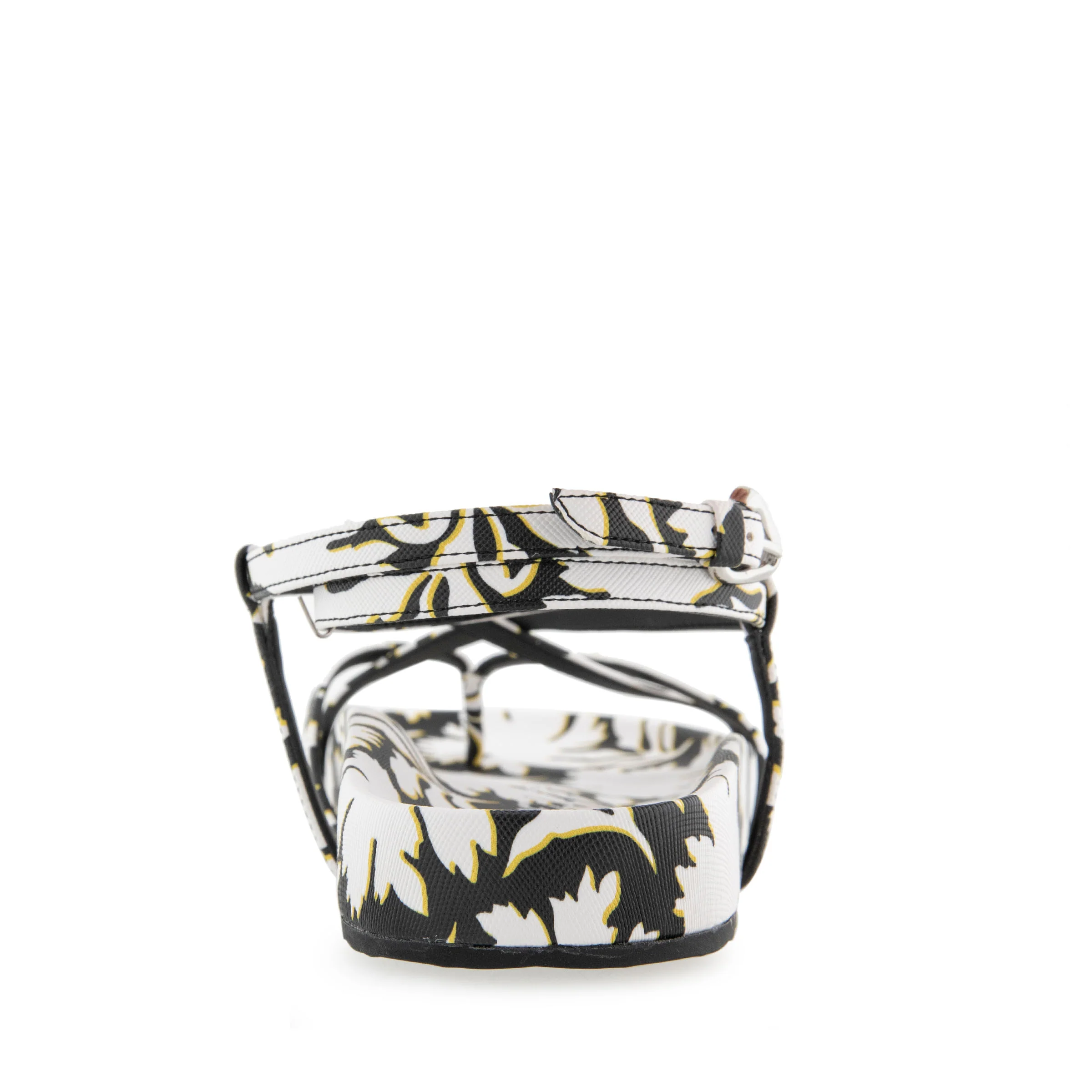 Leera Sandal Footbed | White/Black Printed Floral Faux Leather - Image 4