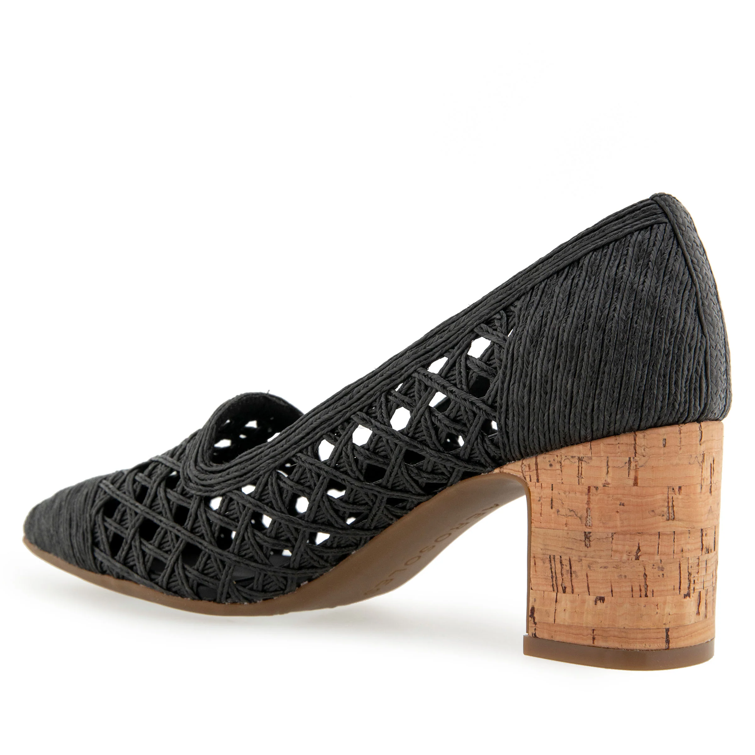 Melo Dress Pump | Black Embroidered Raffia - Image 2
