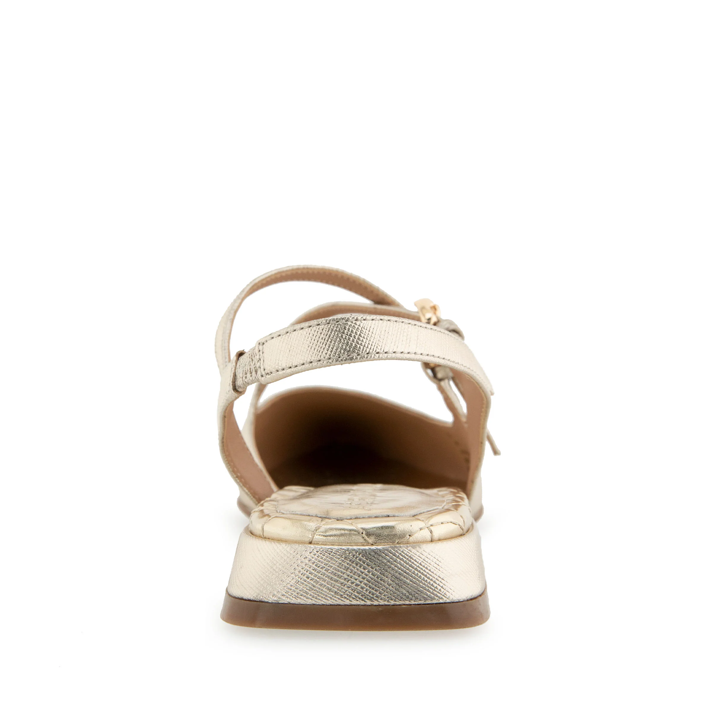 Napoli Dress Flat | Gold Metallic Textured Faux Leather - Image 4