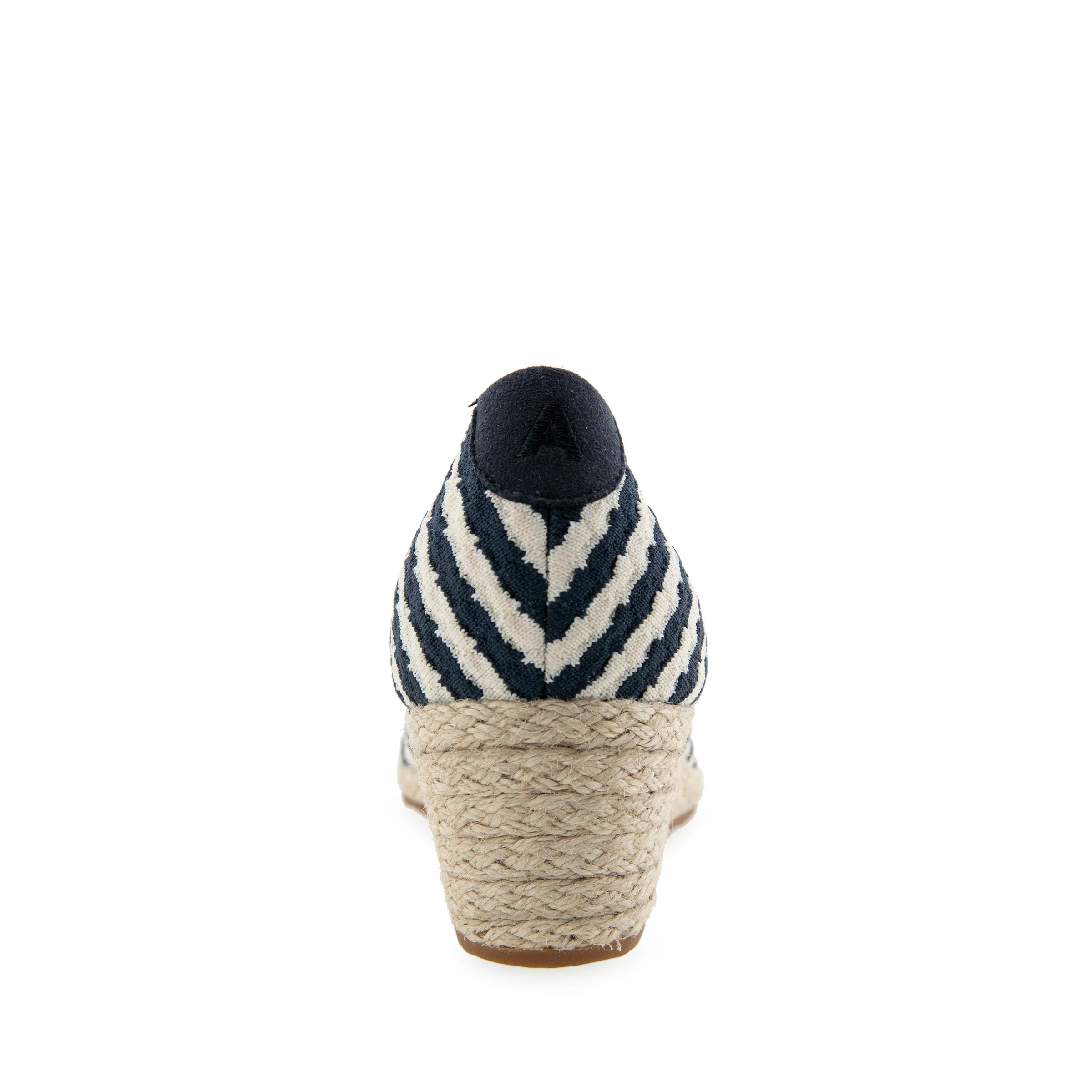 Roma Dress Wedge | Eggnog/Navy Stripe Textured Fabric - Image 4