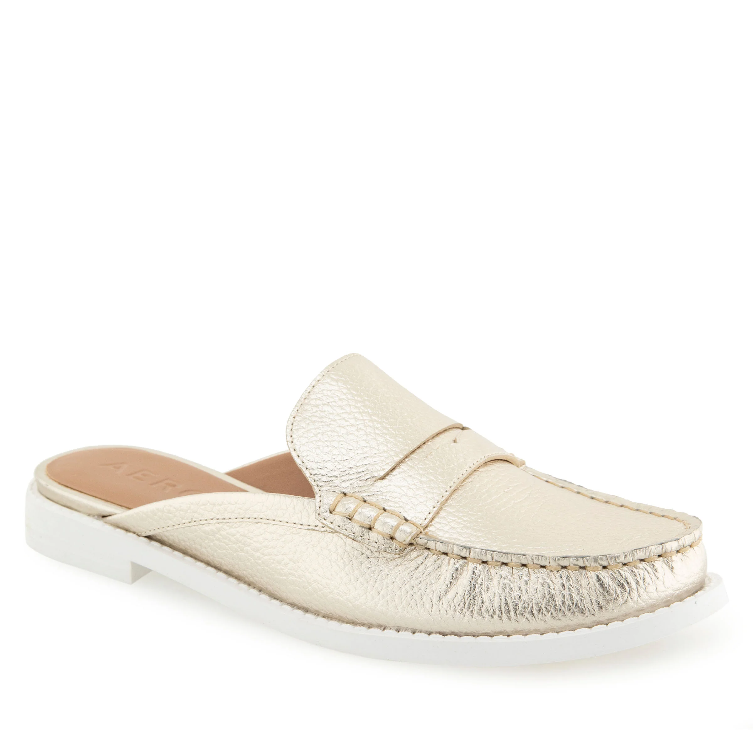 Salome Tailored Mule | Gold Metallic Pebbled Leather